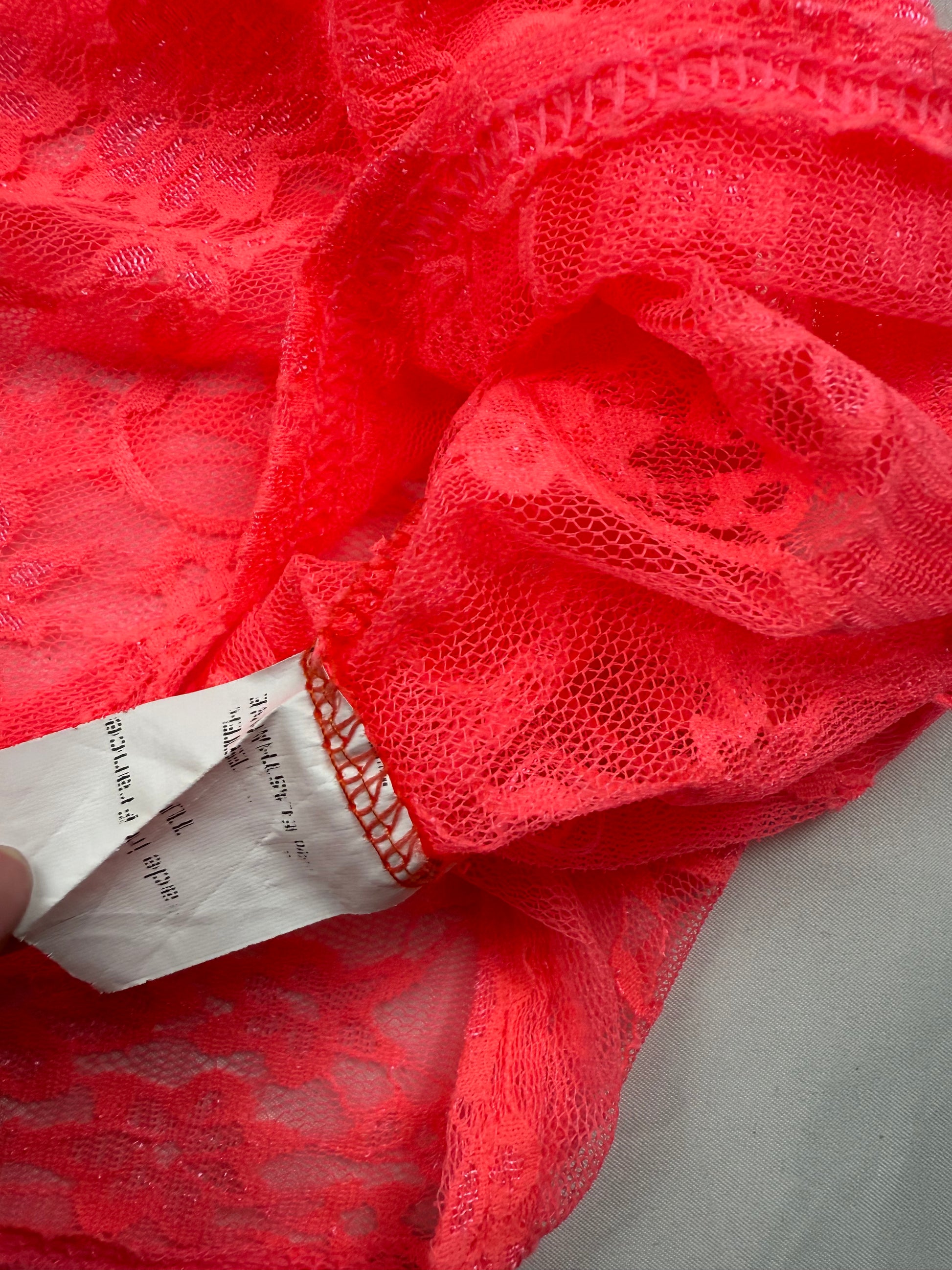 Orange lace see trough tank top (S/M)