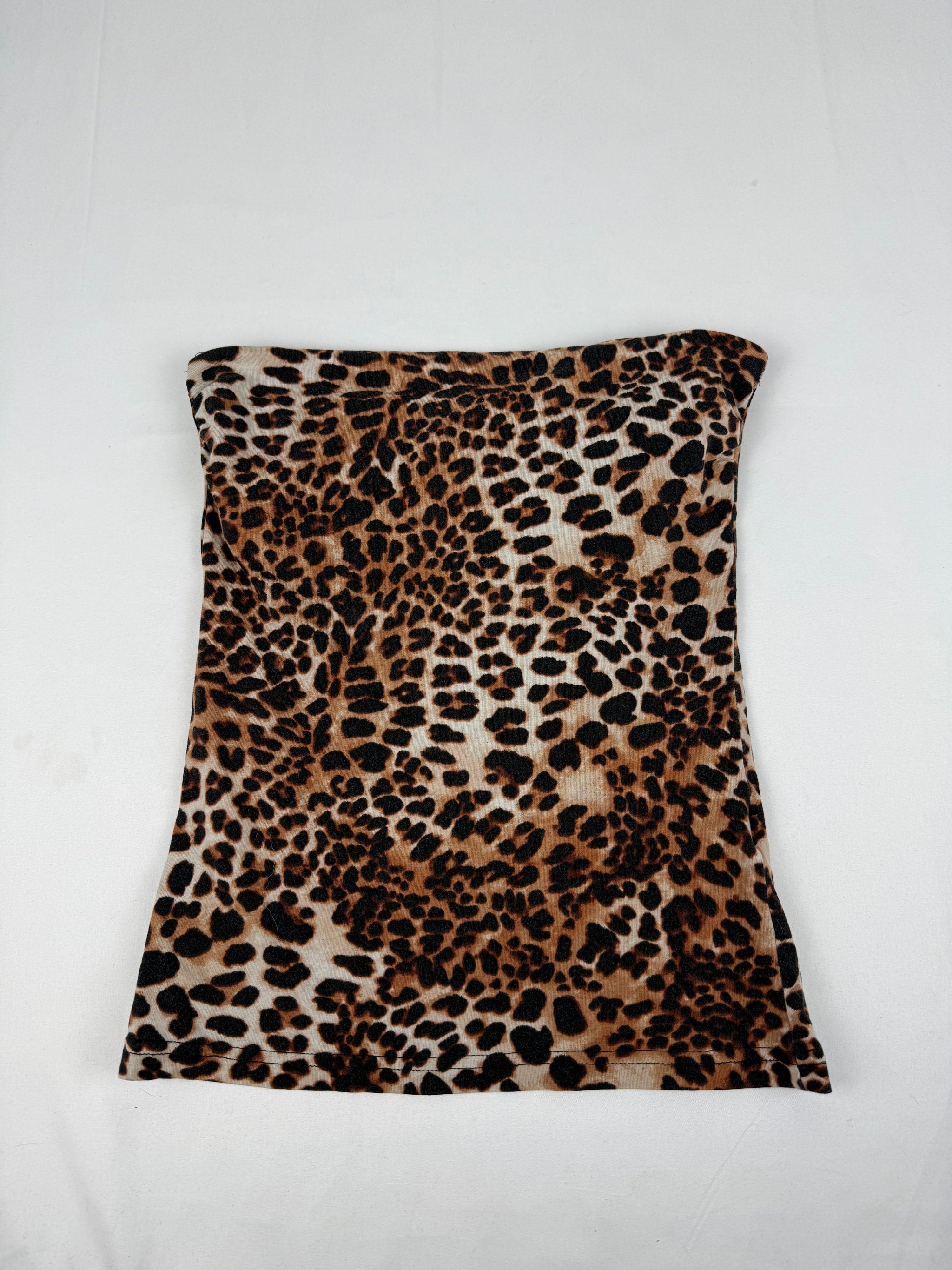 Beige panther print tube top (S)