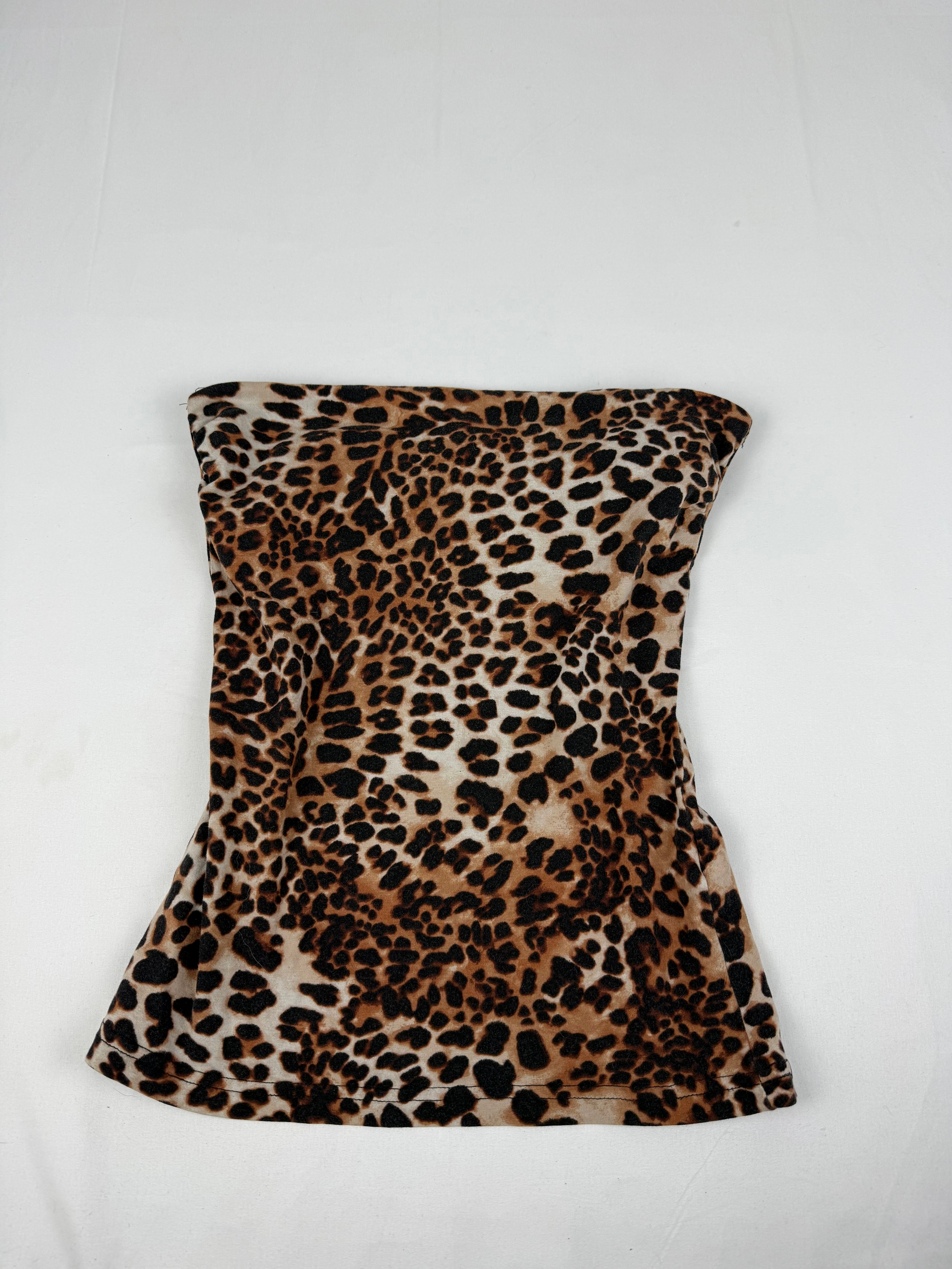 Beige panther print tube top (S)