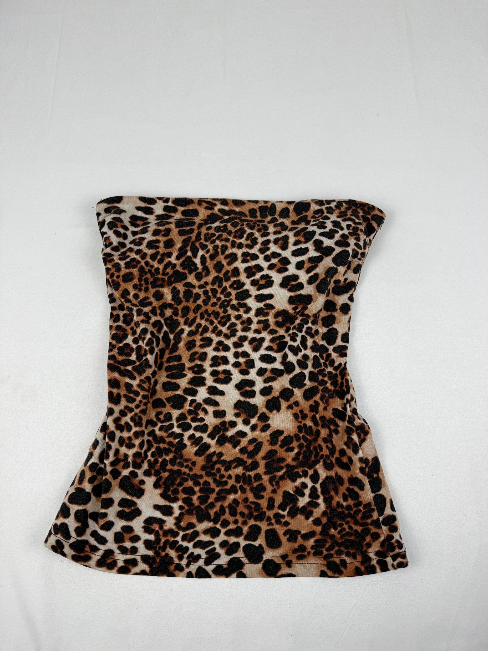 Beige panther print tube top (S)