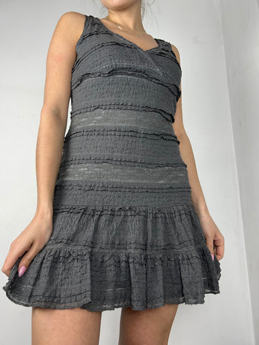 Grey pleated mini dress (M)