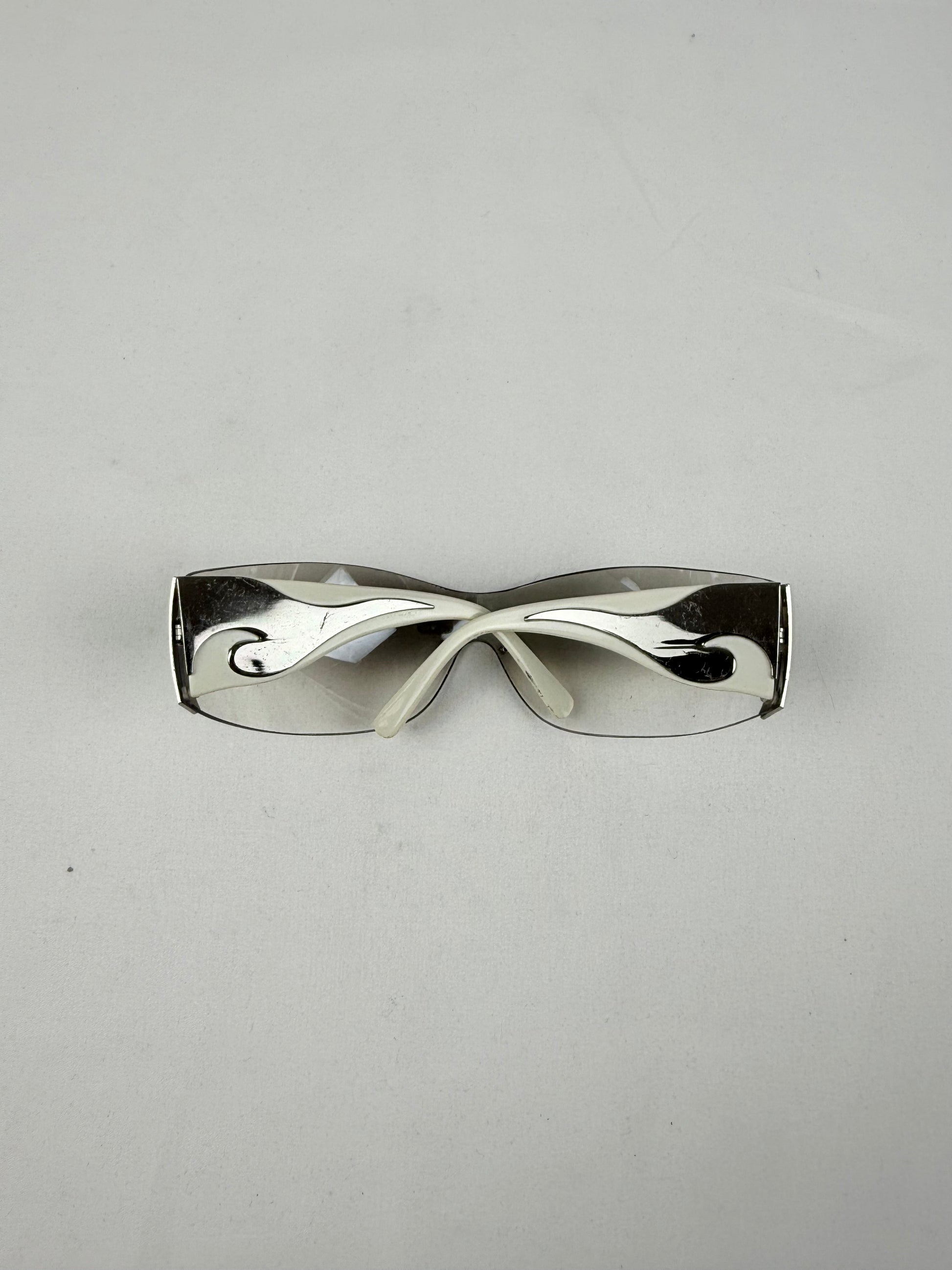 White silver logo sunglasses