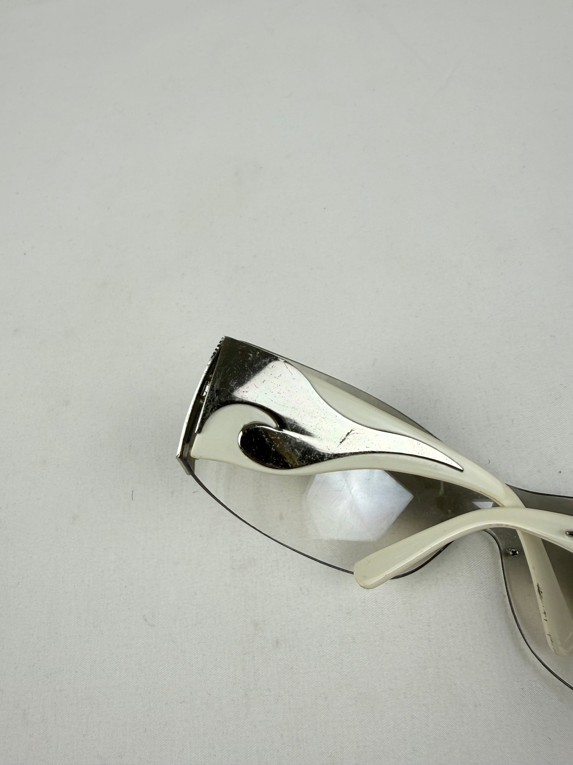 White silver logo sunglasses