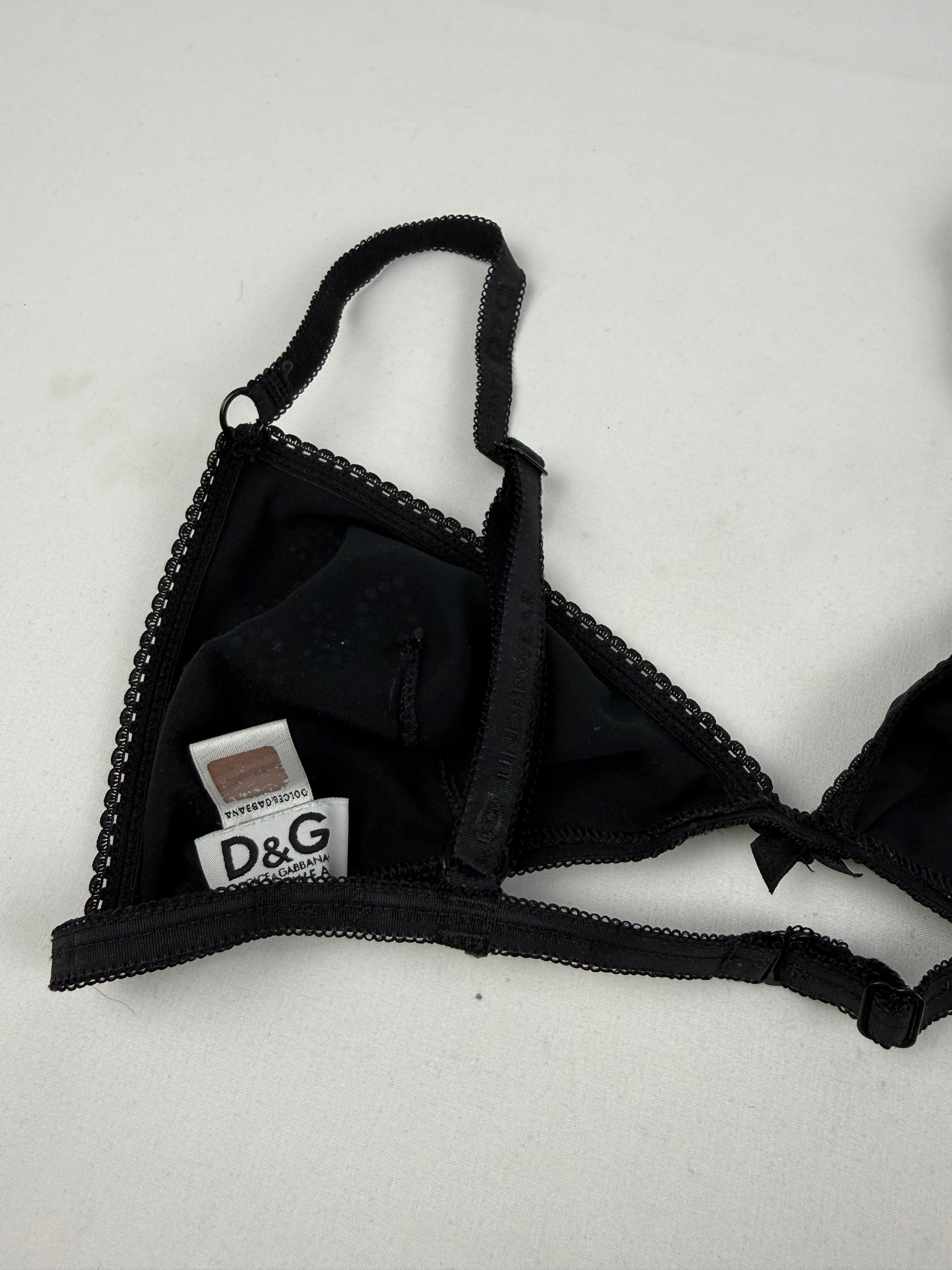 Black silky rhinestones bra (S/M)