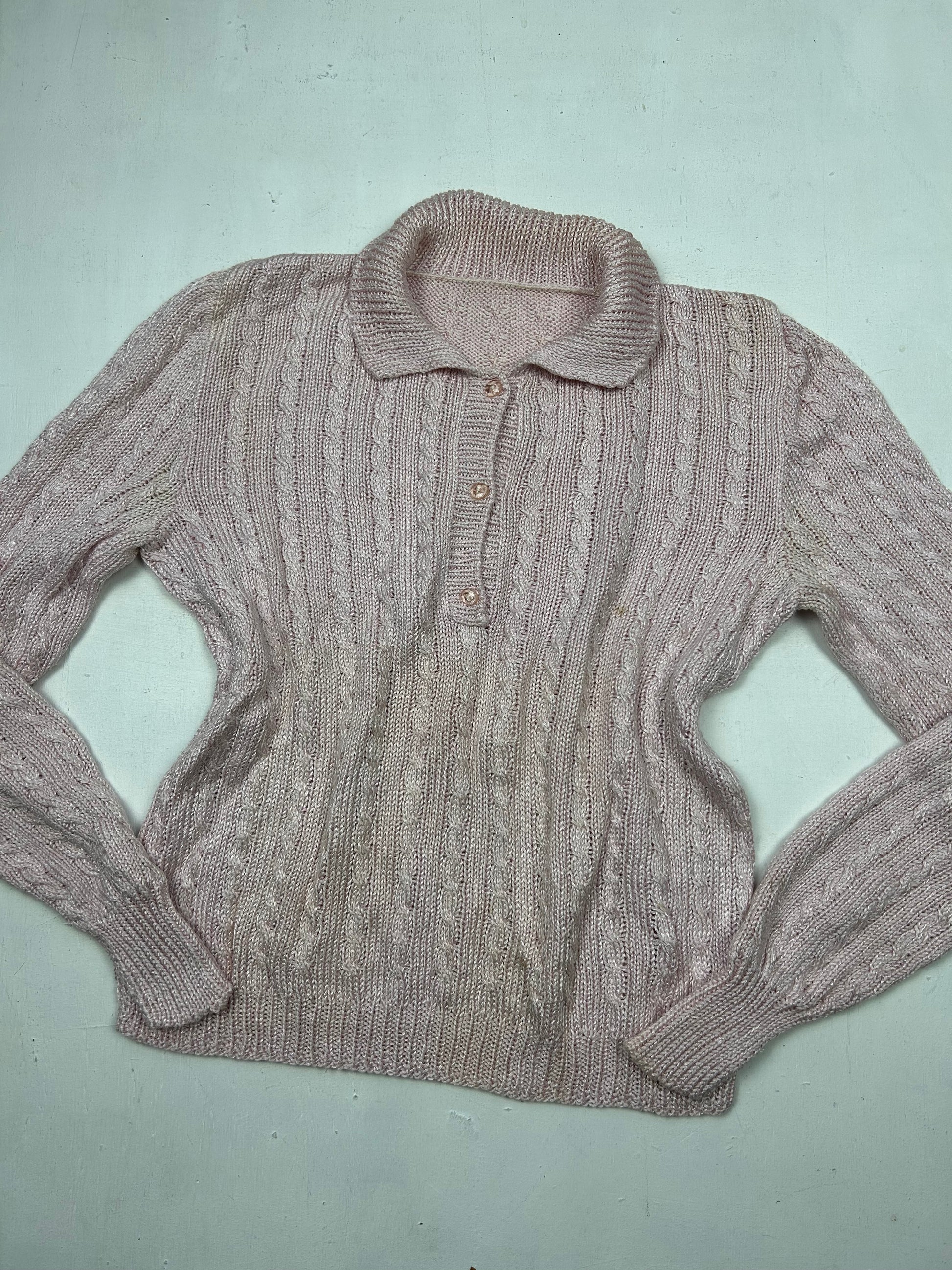 Baby pink polo neck knitted jumper (S/M)