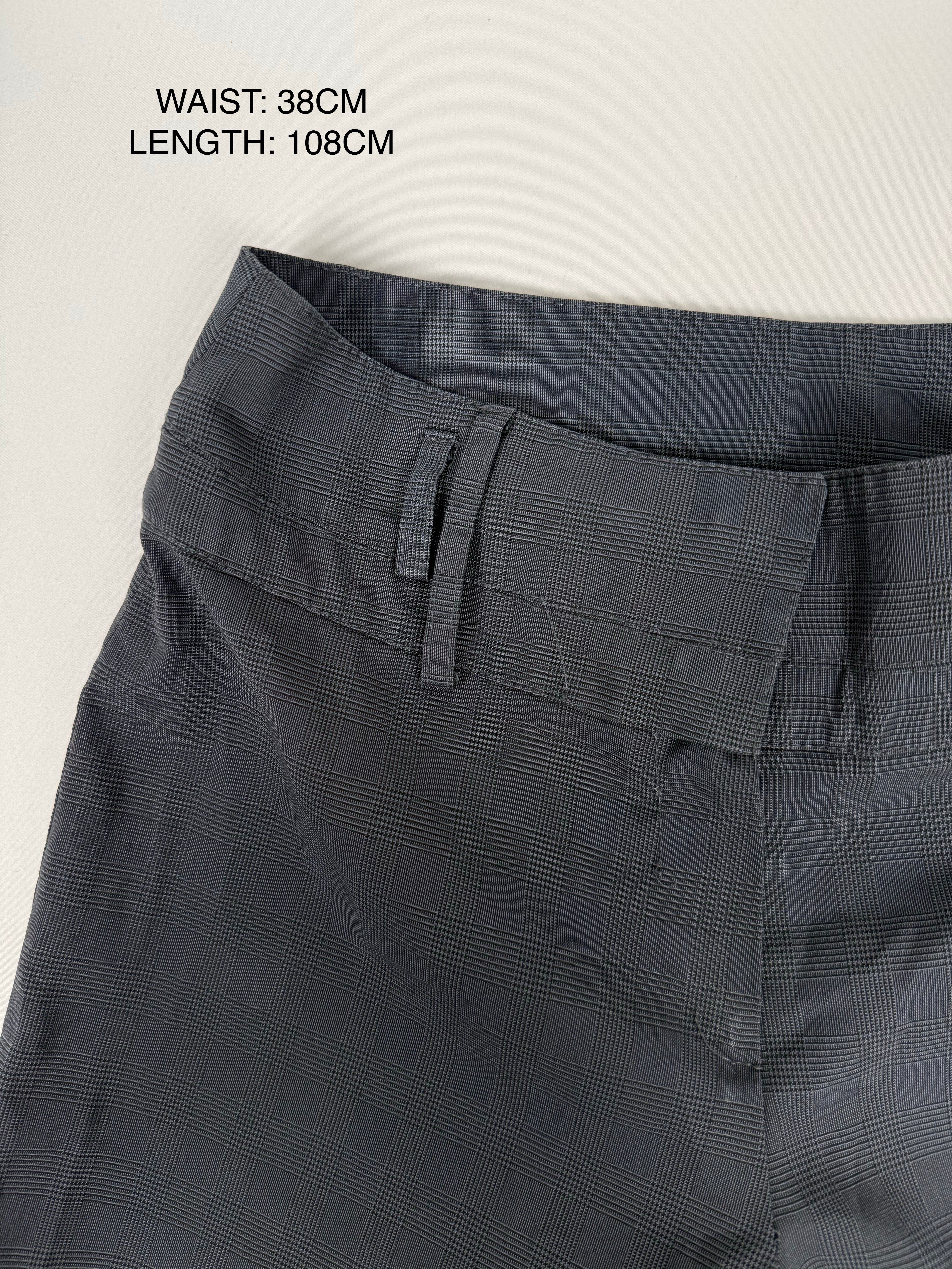 Grey check print office pants (M)