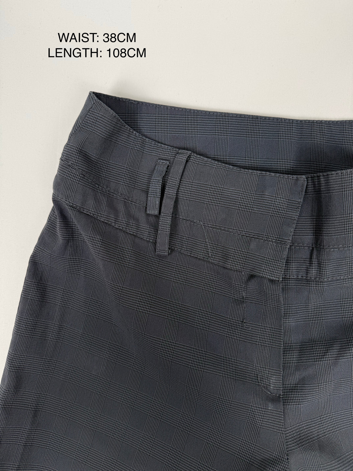 Grey check print office pants (M)