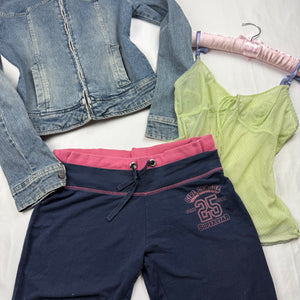 Blue denim zip up biker jacket (S)