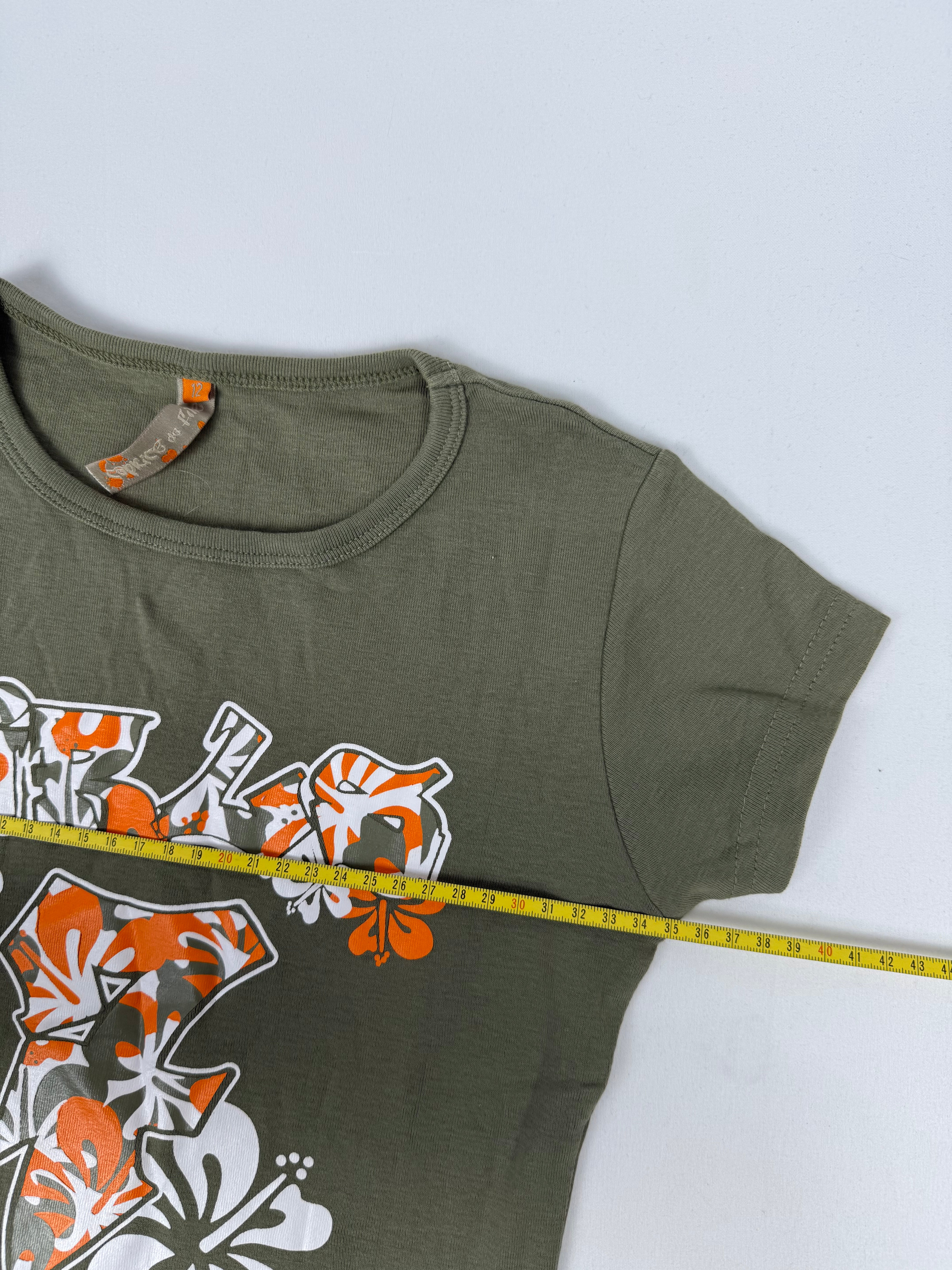Khaki graphic cotton tee (S)