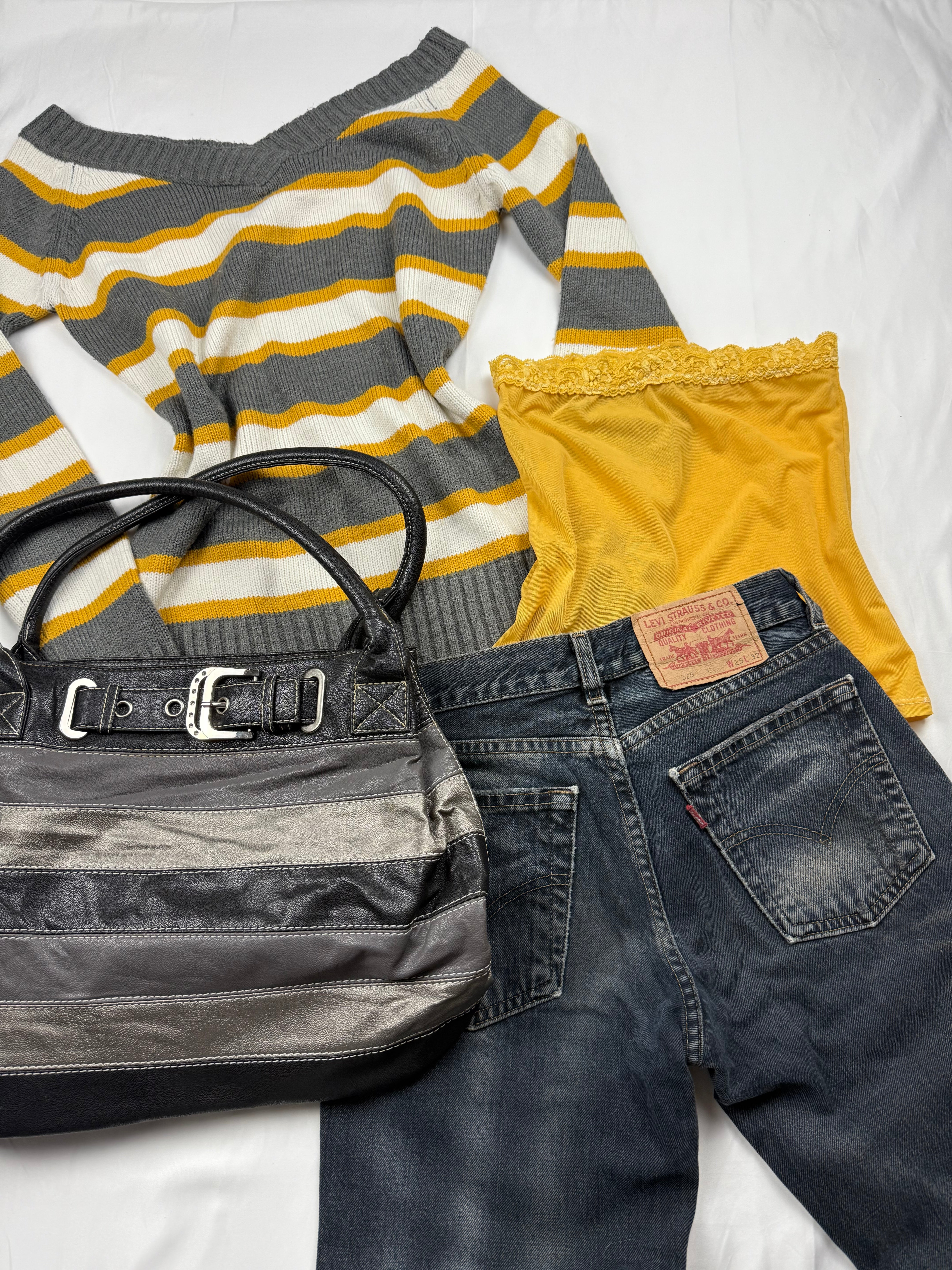 Yellow mesh tube top (XS)