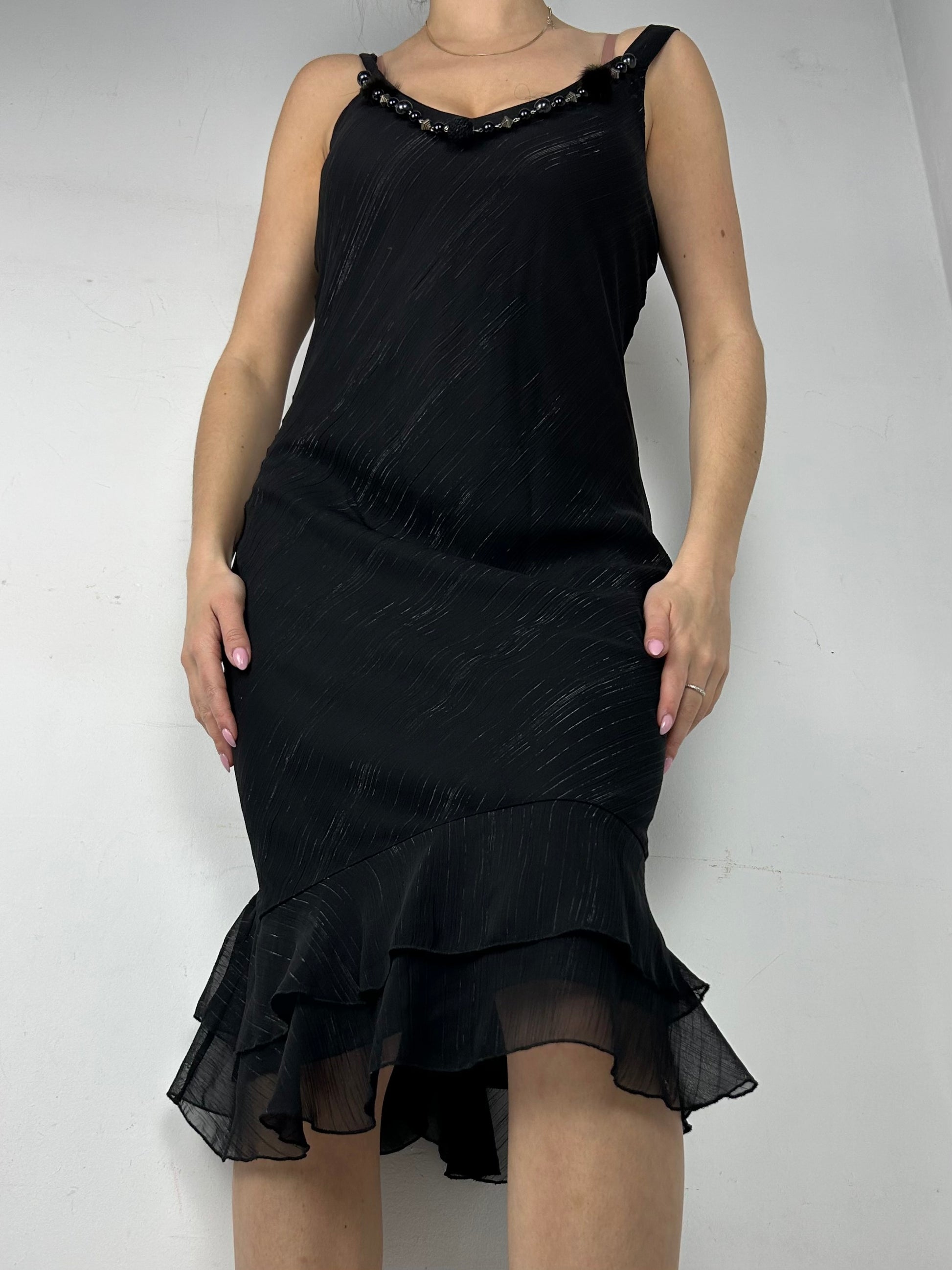 Black mesh lined maxi dress (S/M)