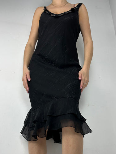 Black mesh lined maxi dress (S/M)