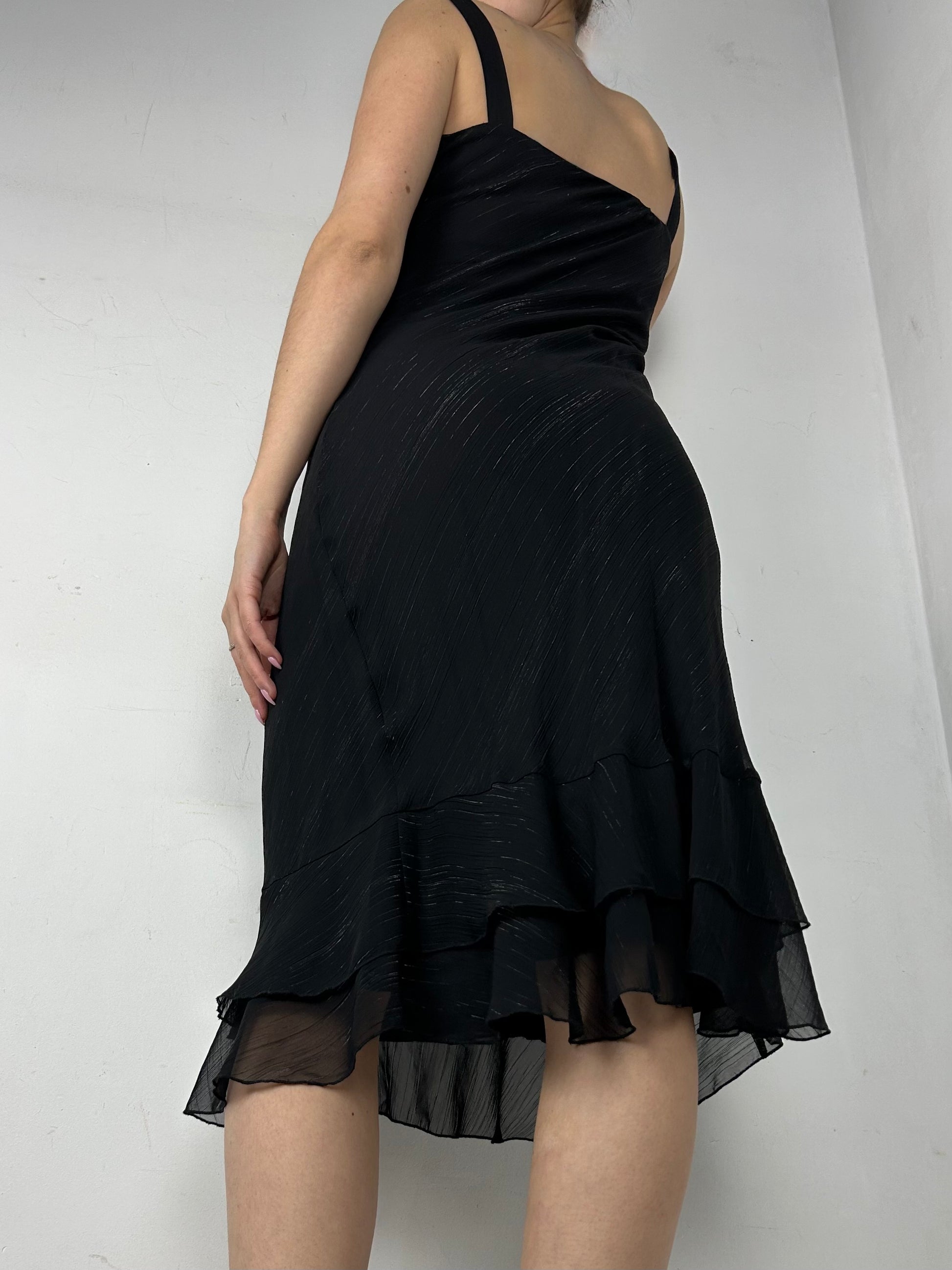 Black mesh lined maxi dress (S/M)