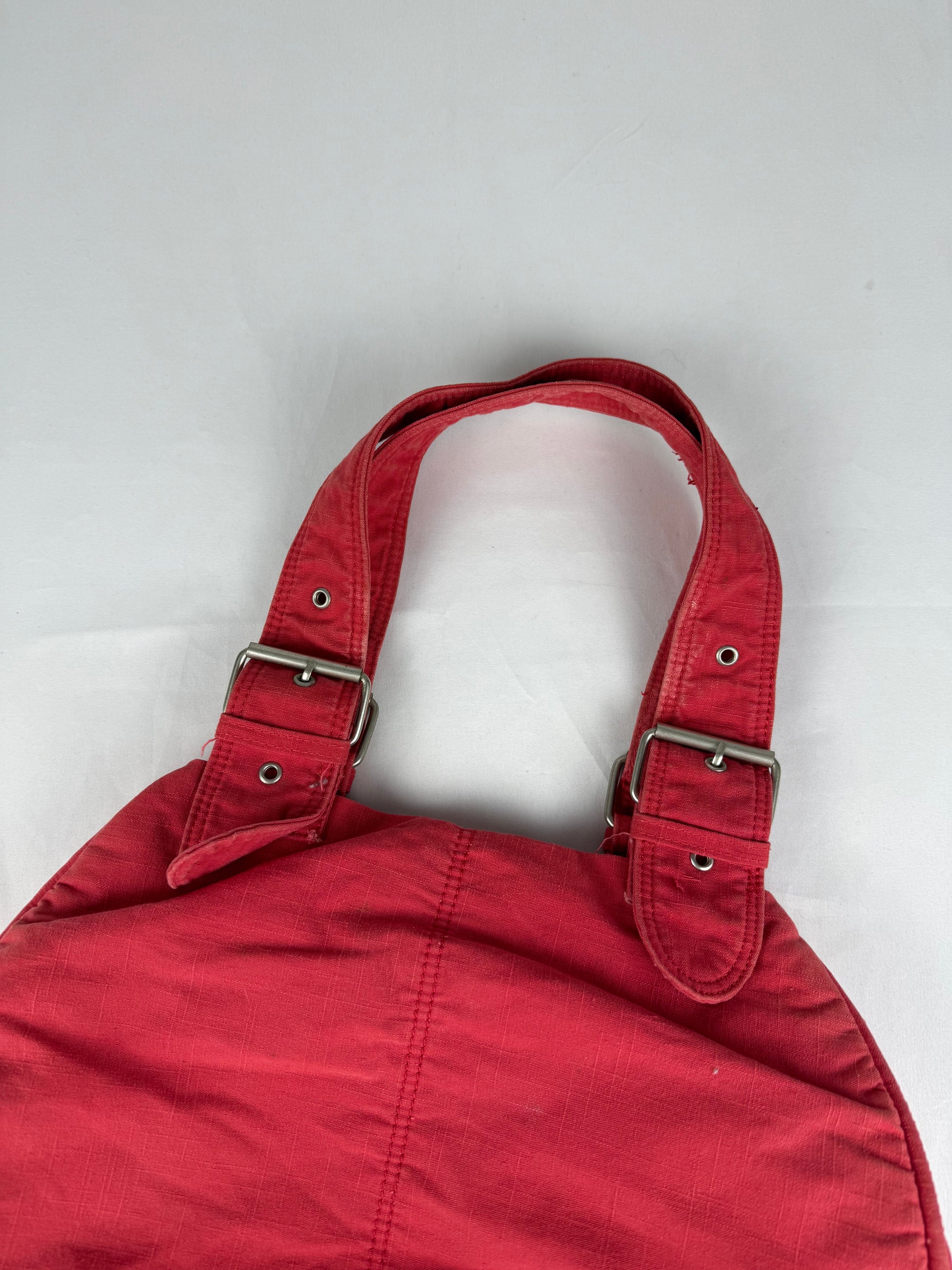 Red cotton buckle shoulder bag (35x22cm)