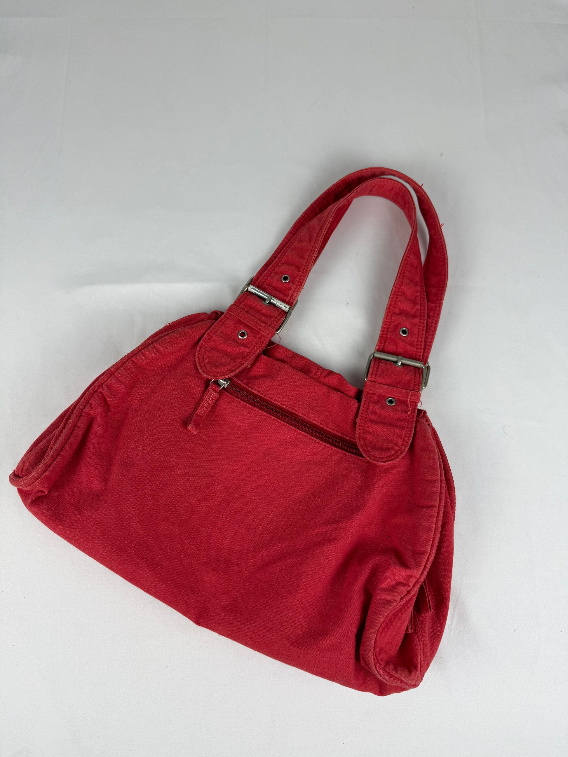 Red cotton buckle shoulder bag (35x22cm)