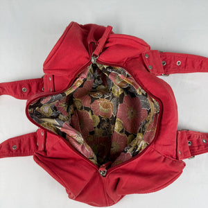 Red cotton buckle shoulder bag (35x22cm)