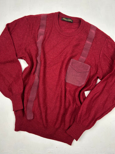 Red wool roundneck knitted  jumper (M/L)