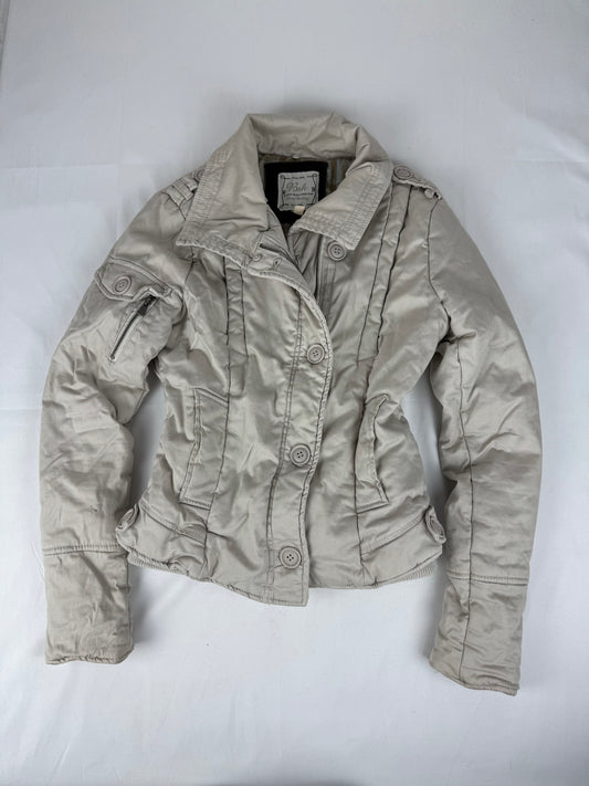 Beige zip up biker jacket (S)