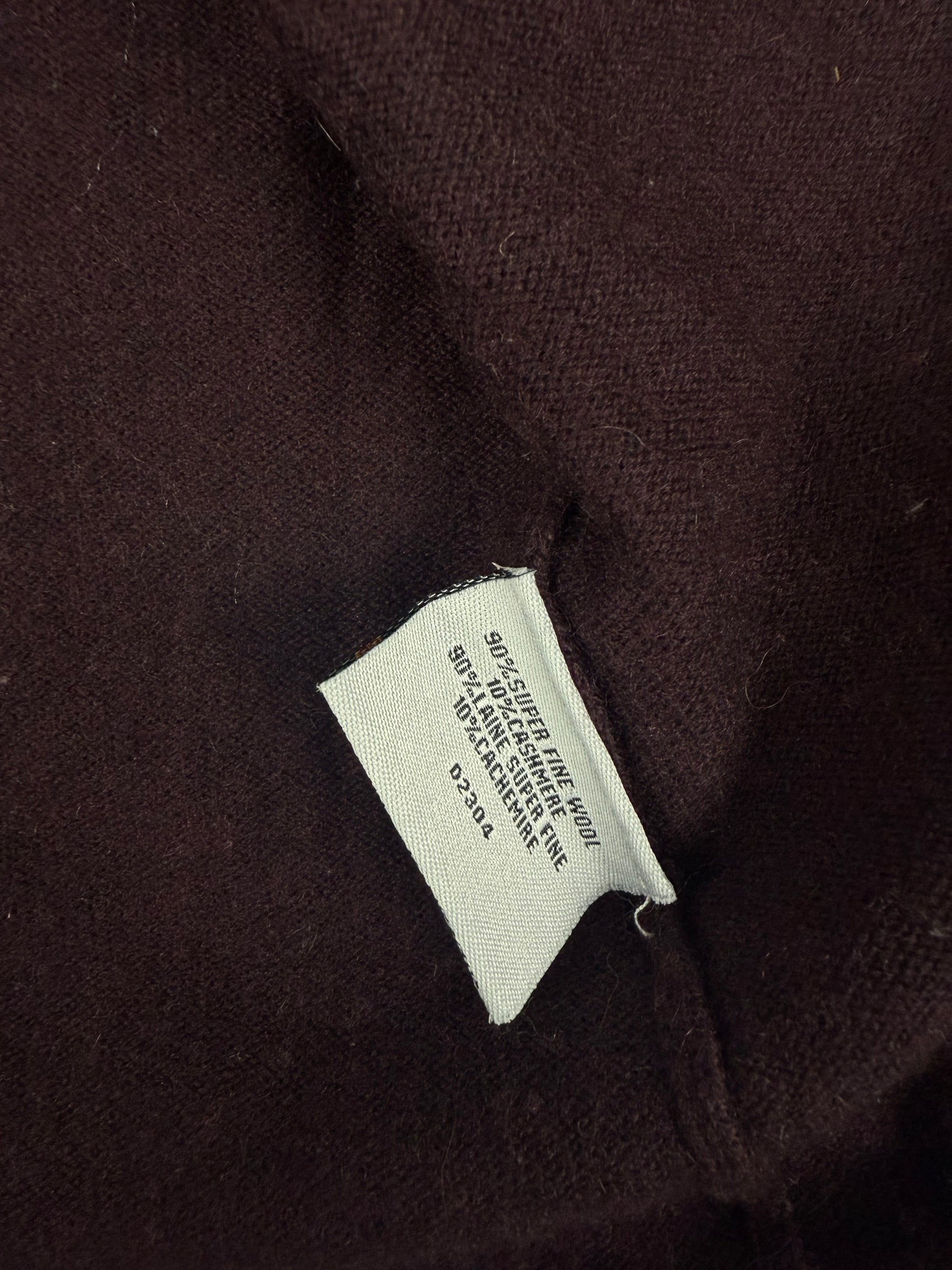 Brown 100% wool & cashmere tight fit wrap cardigan jumper (S/M)