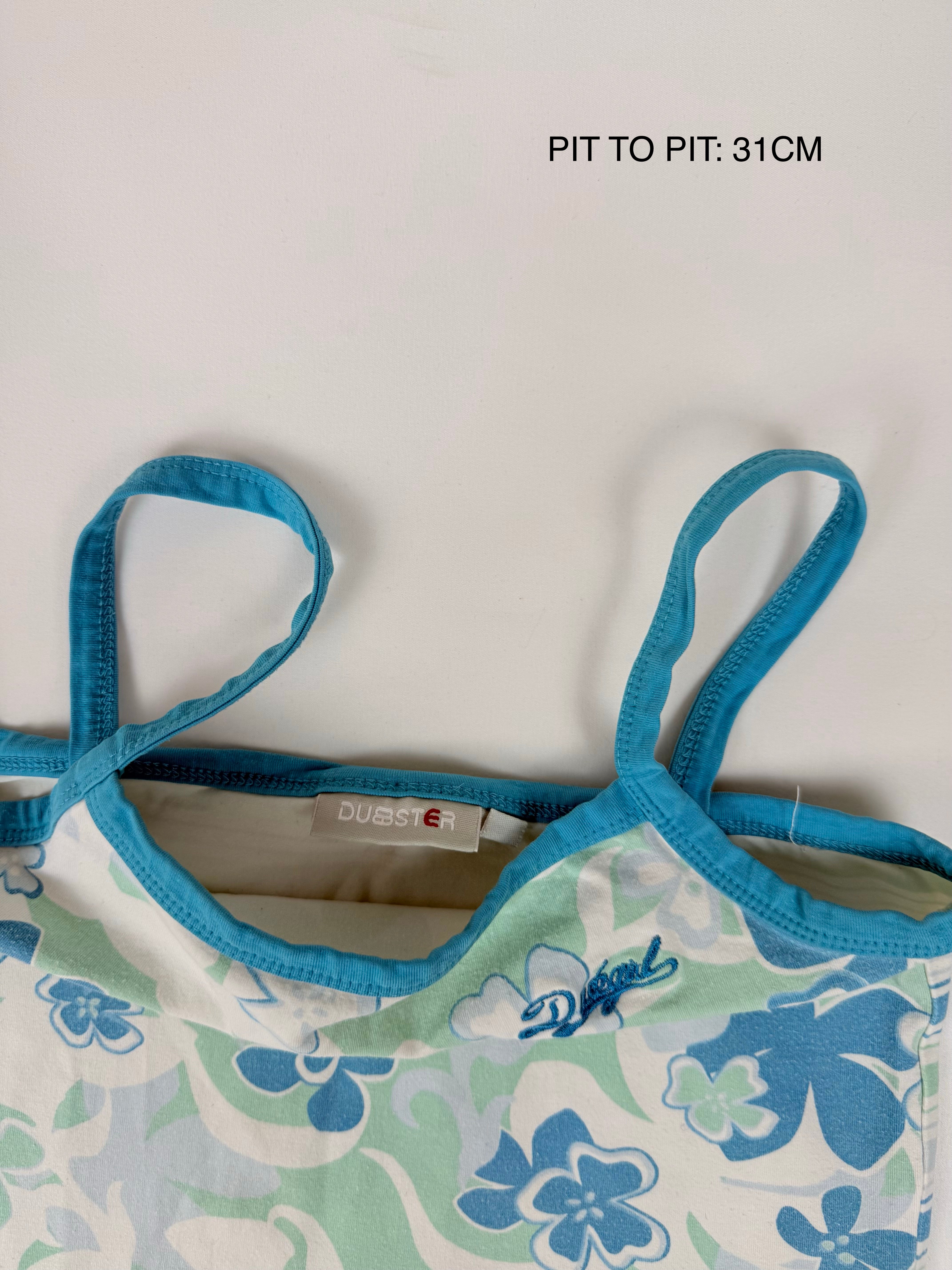 Blue stretchy floral top (XS)