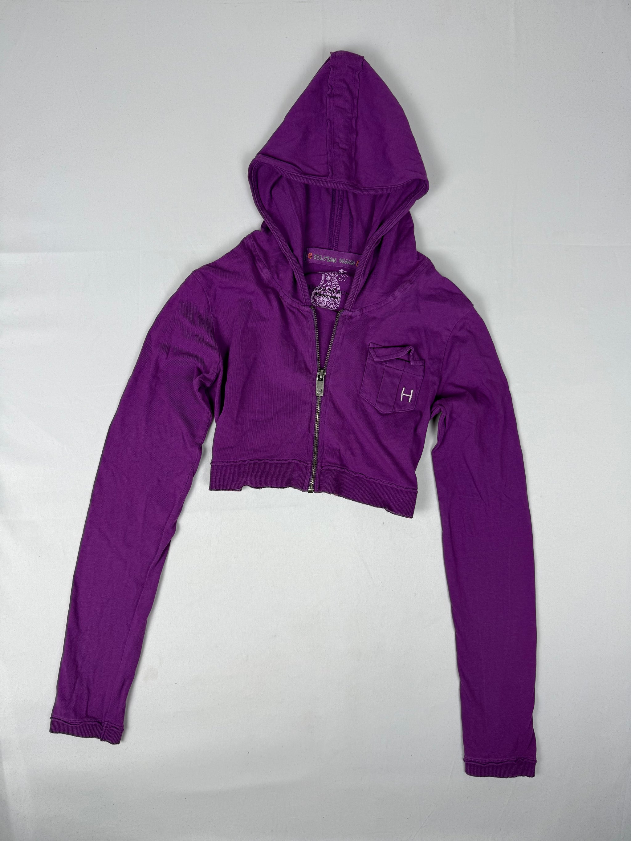 Purple zip up hooded long sleeves top (S/M)