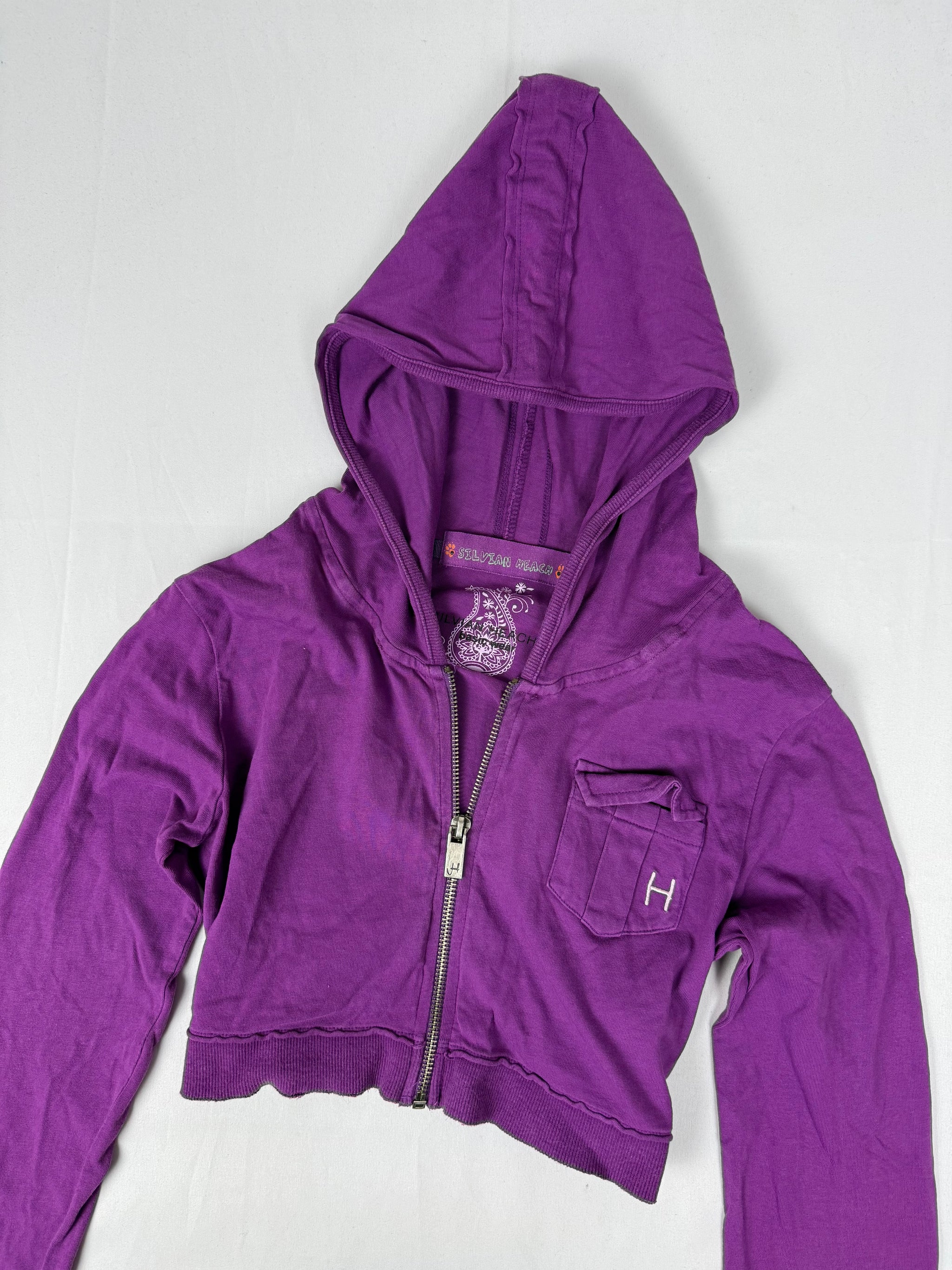 Purple zip up hooded long sleeves top (S/M)