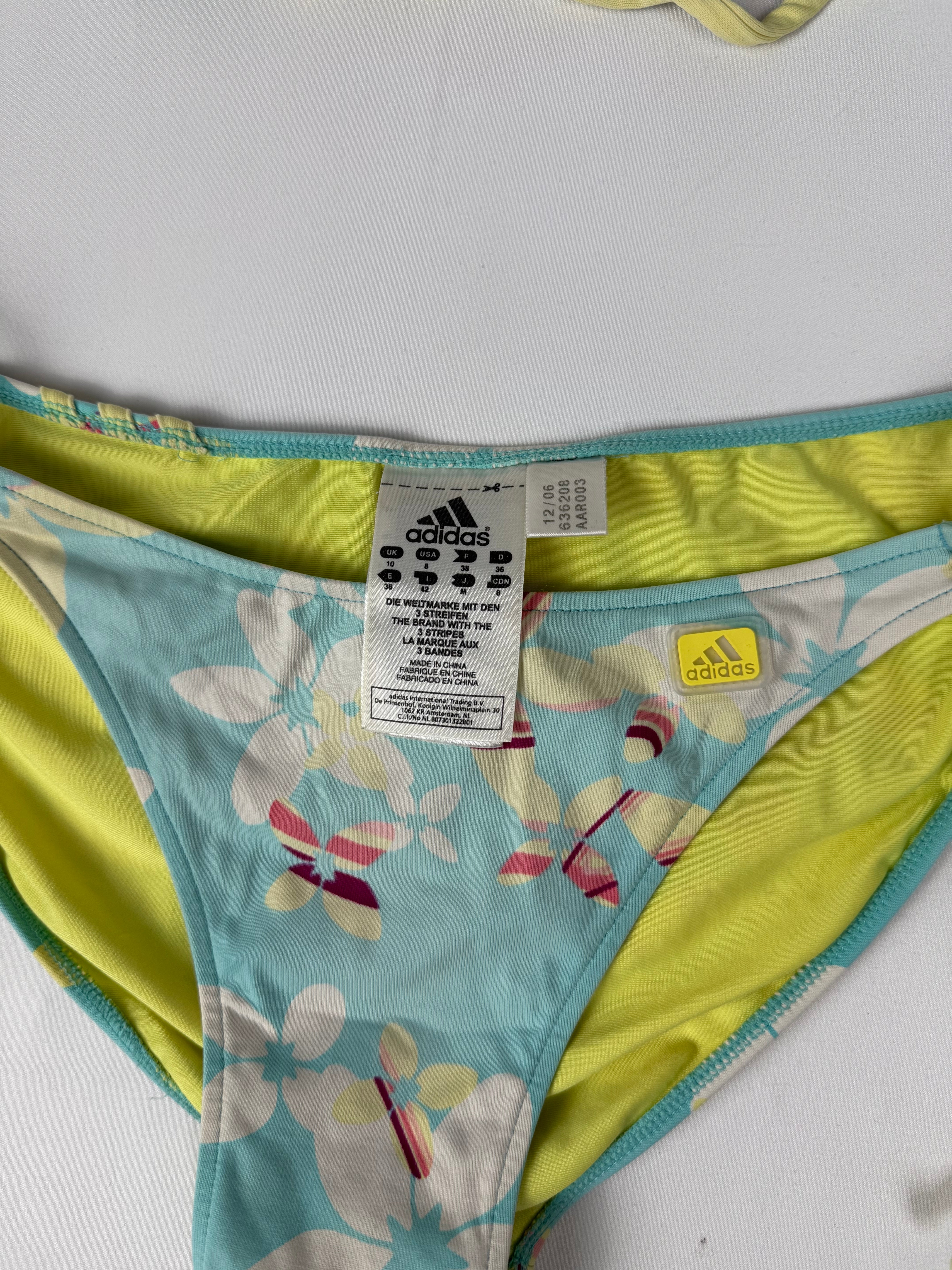 Baby blue floral low rise bikini set (M)