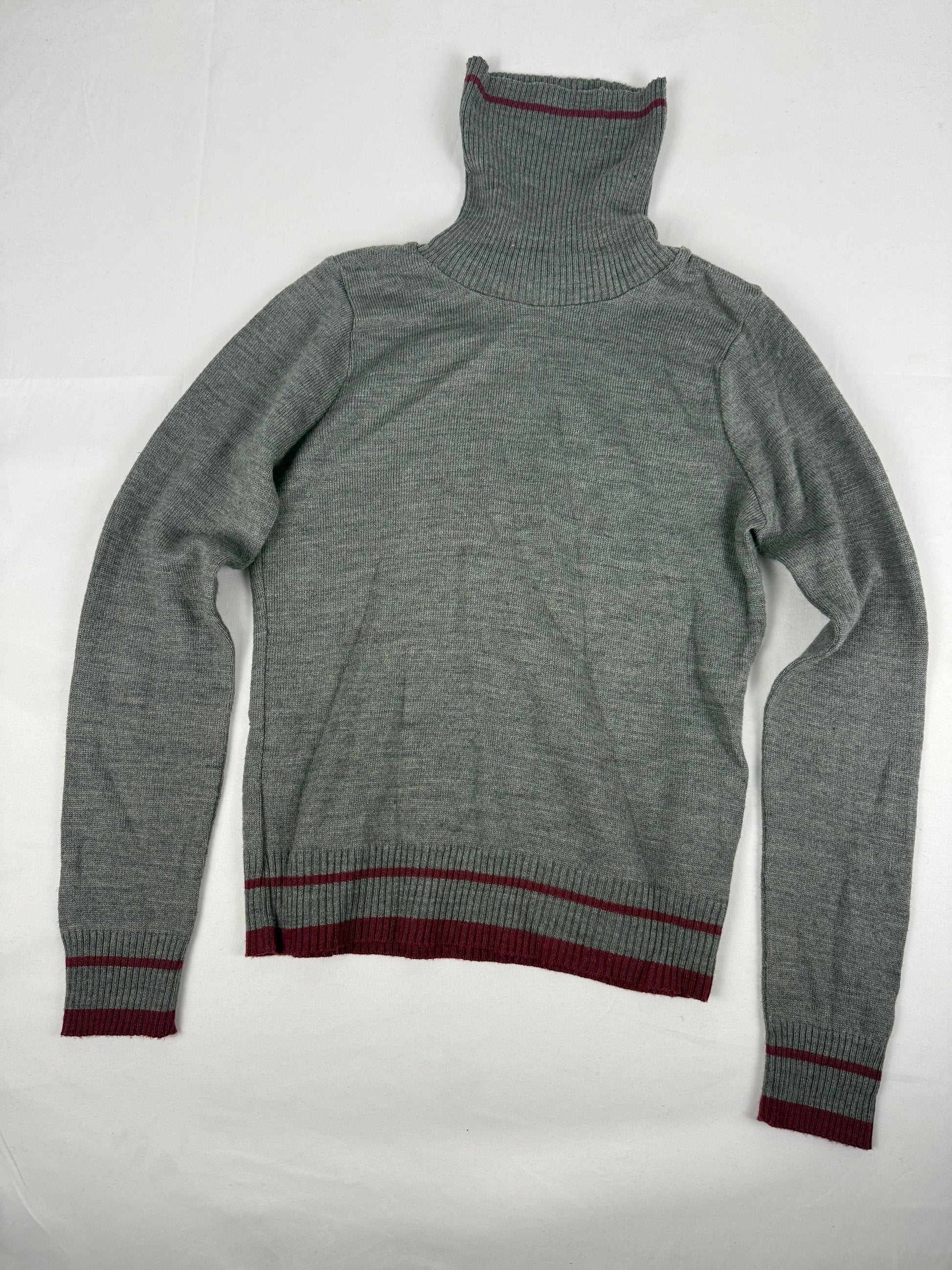 Grey wool & cotton turtleneck tight fit jumper (XS)