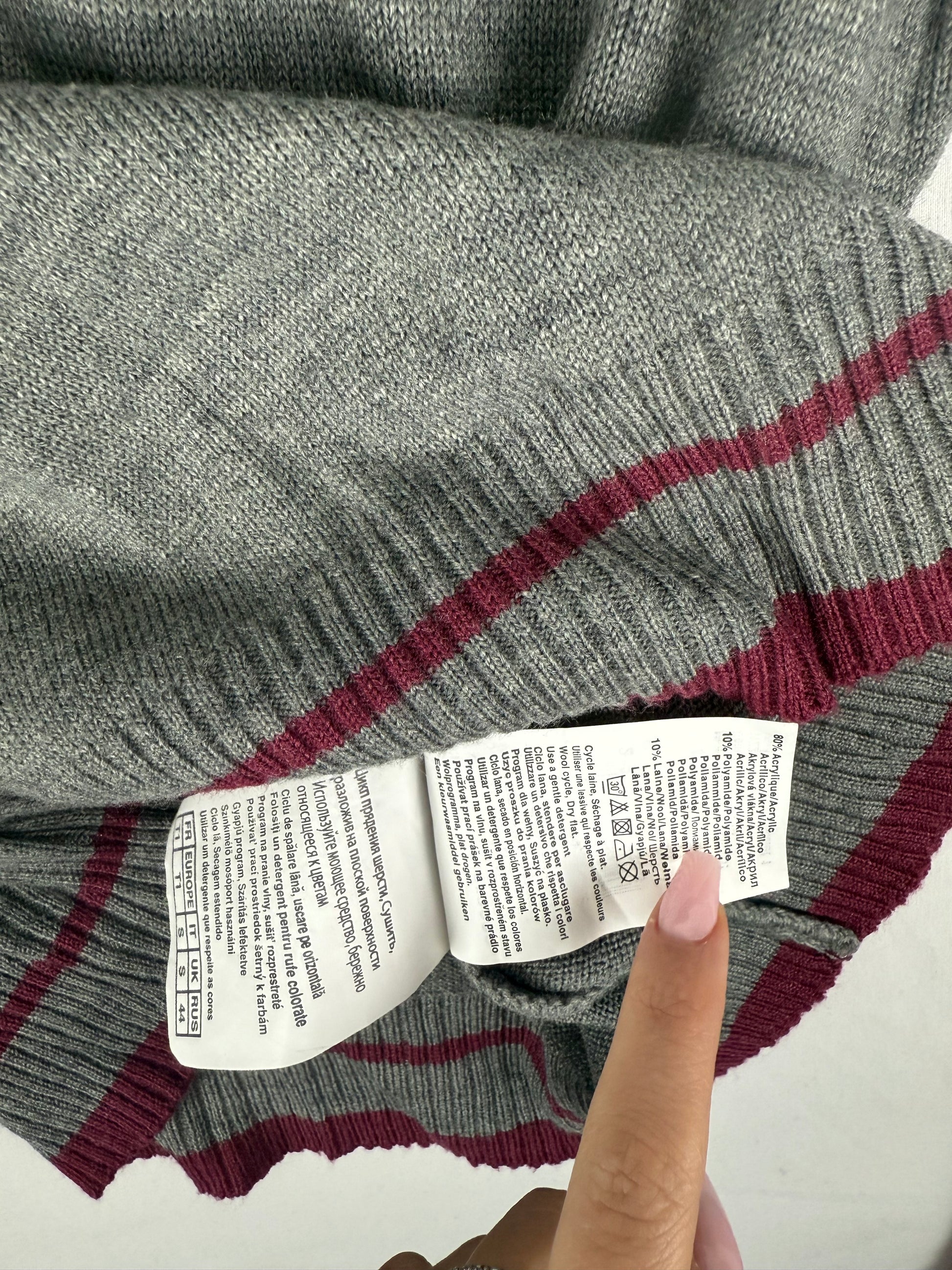 Grey wool & cotton turtleneck tight fit jumper (XS)