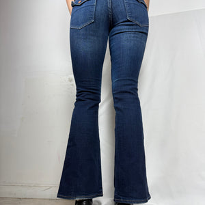 Navy denim low rise flare pants (S)