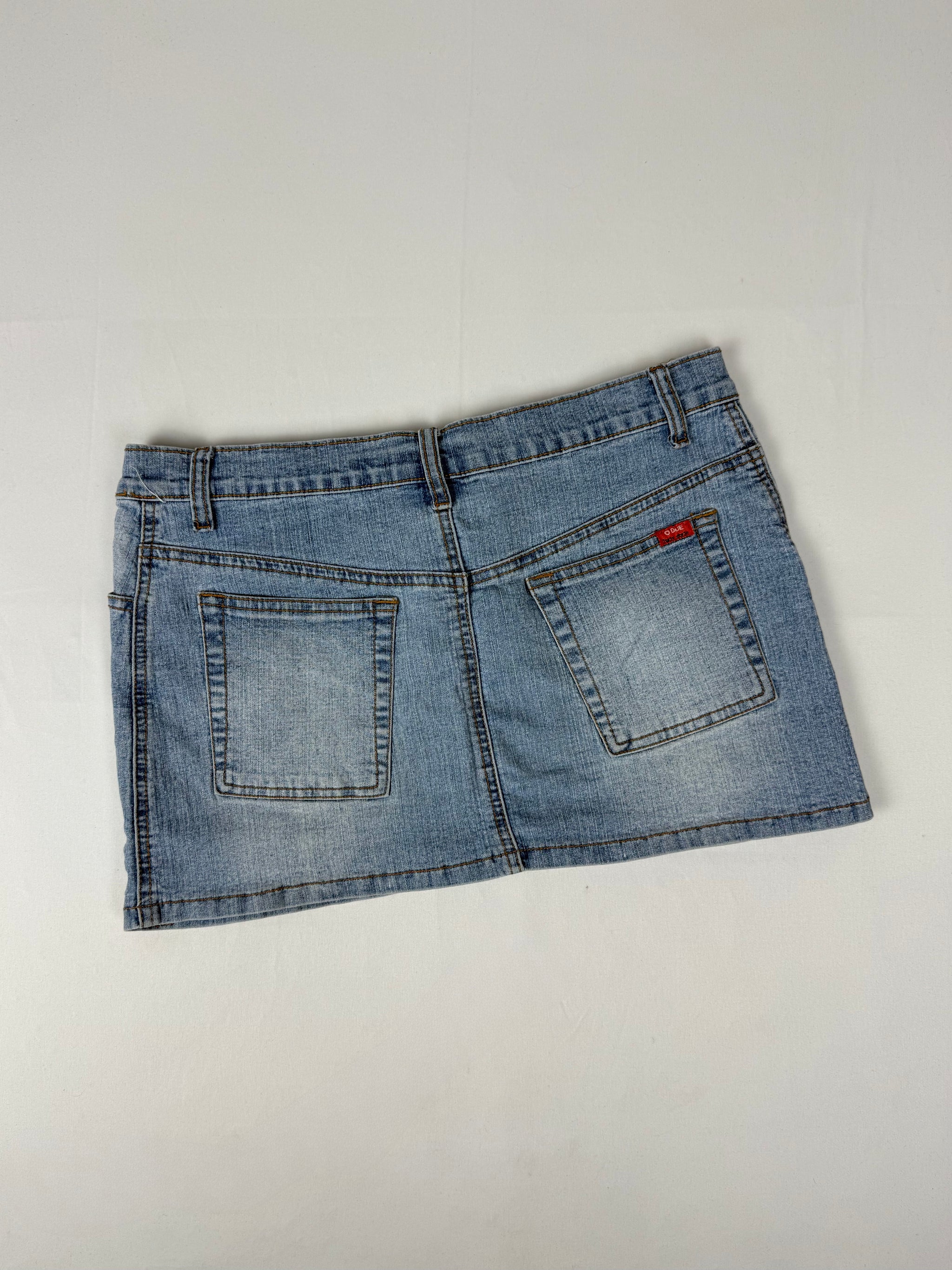 Blue denim low rise mini skirt (S)