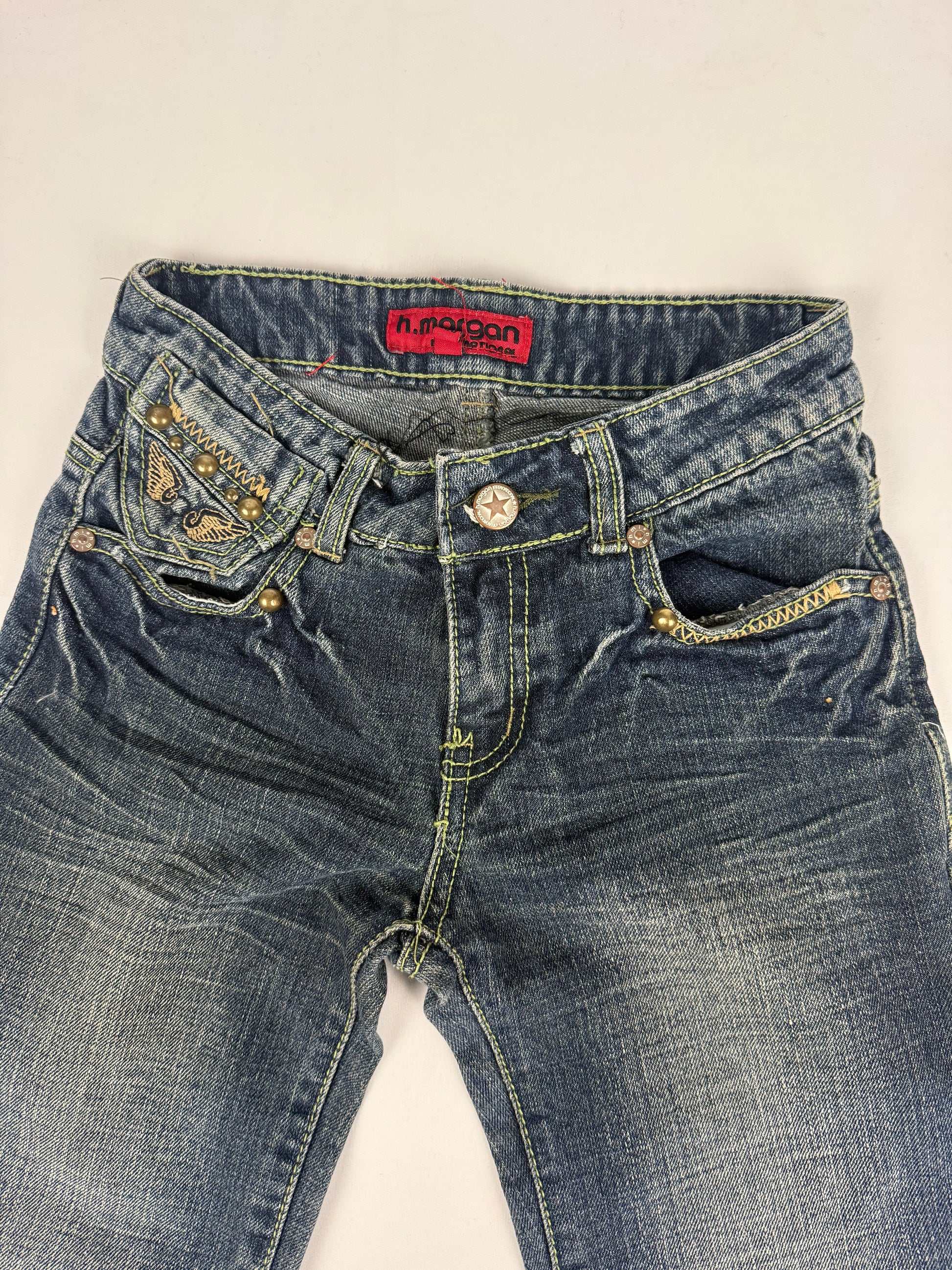 Blue navy low rise straight legs pants (XXS)