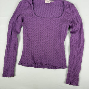 Purple lilac square neck tight fit long sleeves top (S)