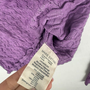 Purple lilac square neck tight fit long sleeves top (S)