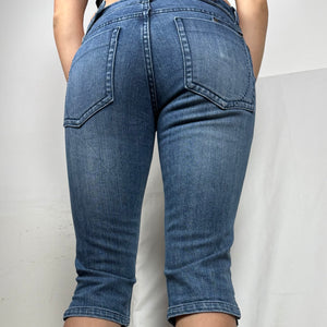 Blue denim low rise capri pants (S)