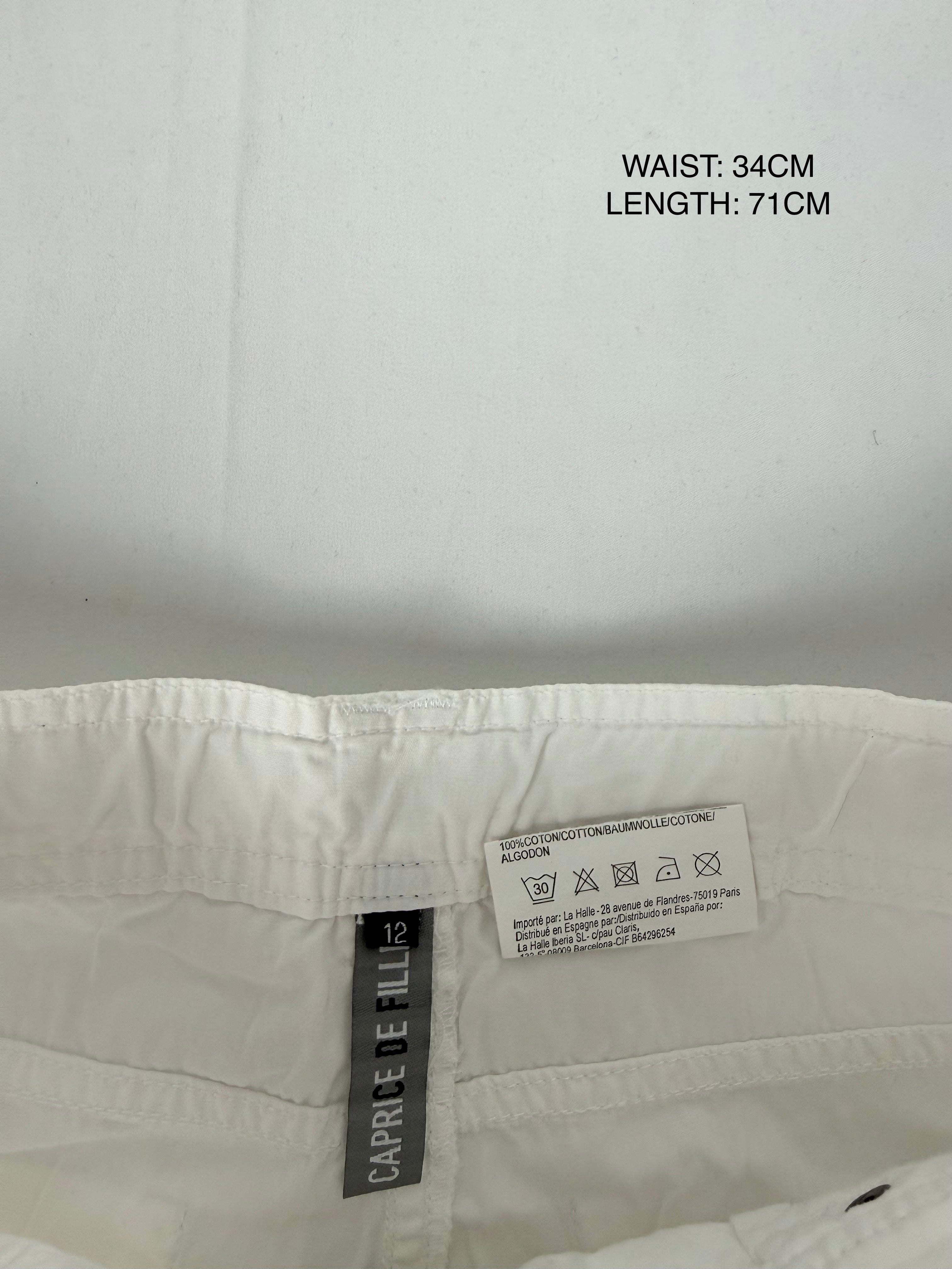 White 100% cotton low rise capri pants (XS)