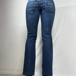 Blue denim low rise bootcut pants (S)