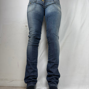 Blue low rise skinny pants (S)