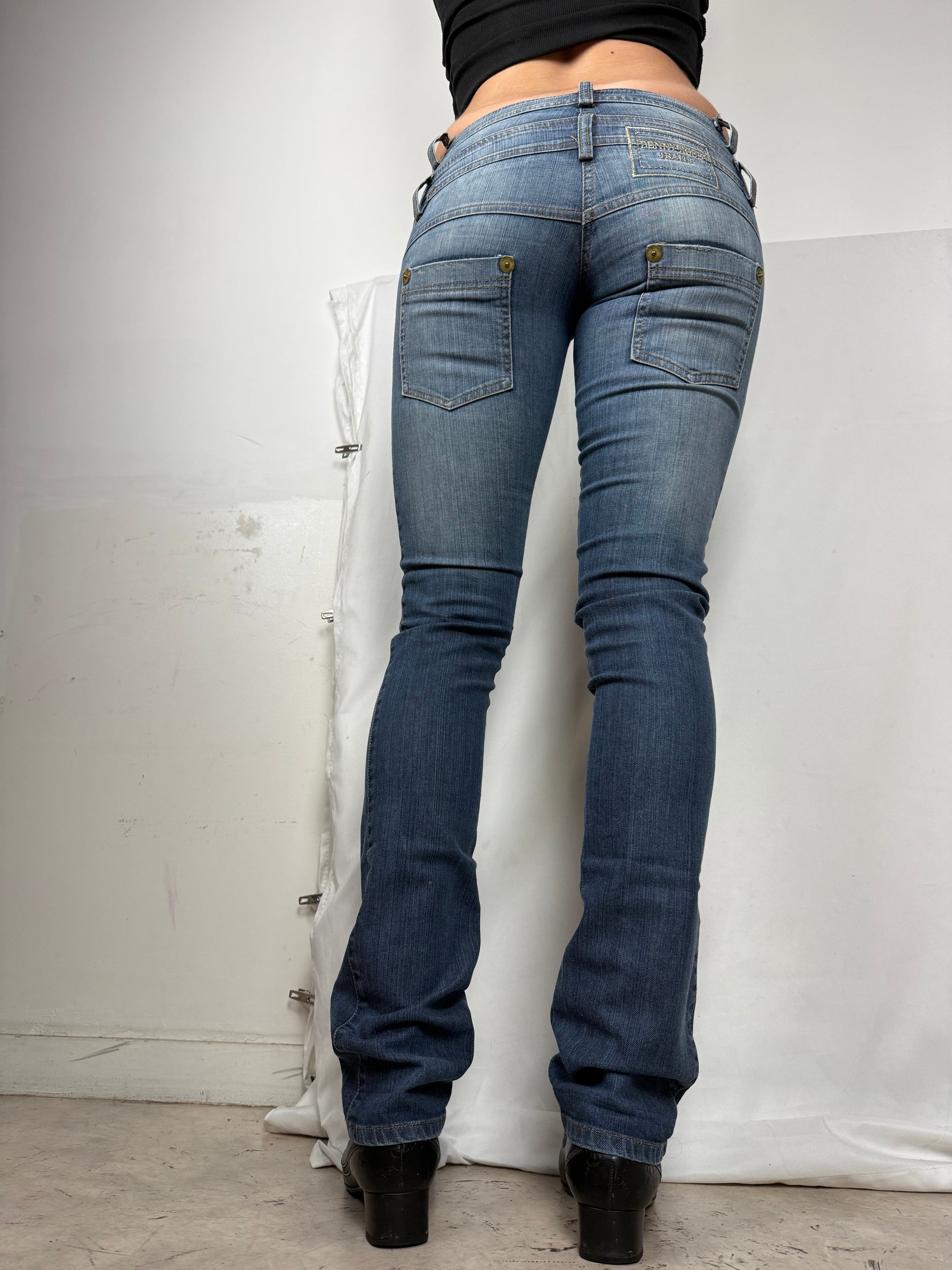 Blue low rise skinny pants (S)