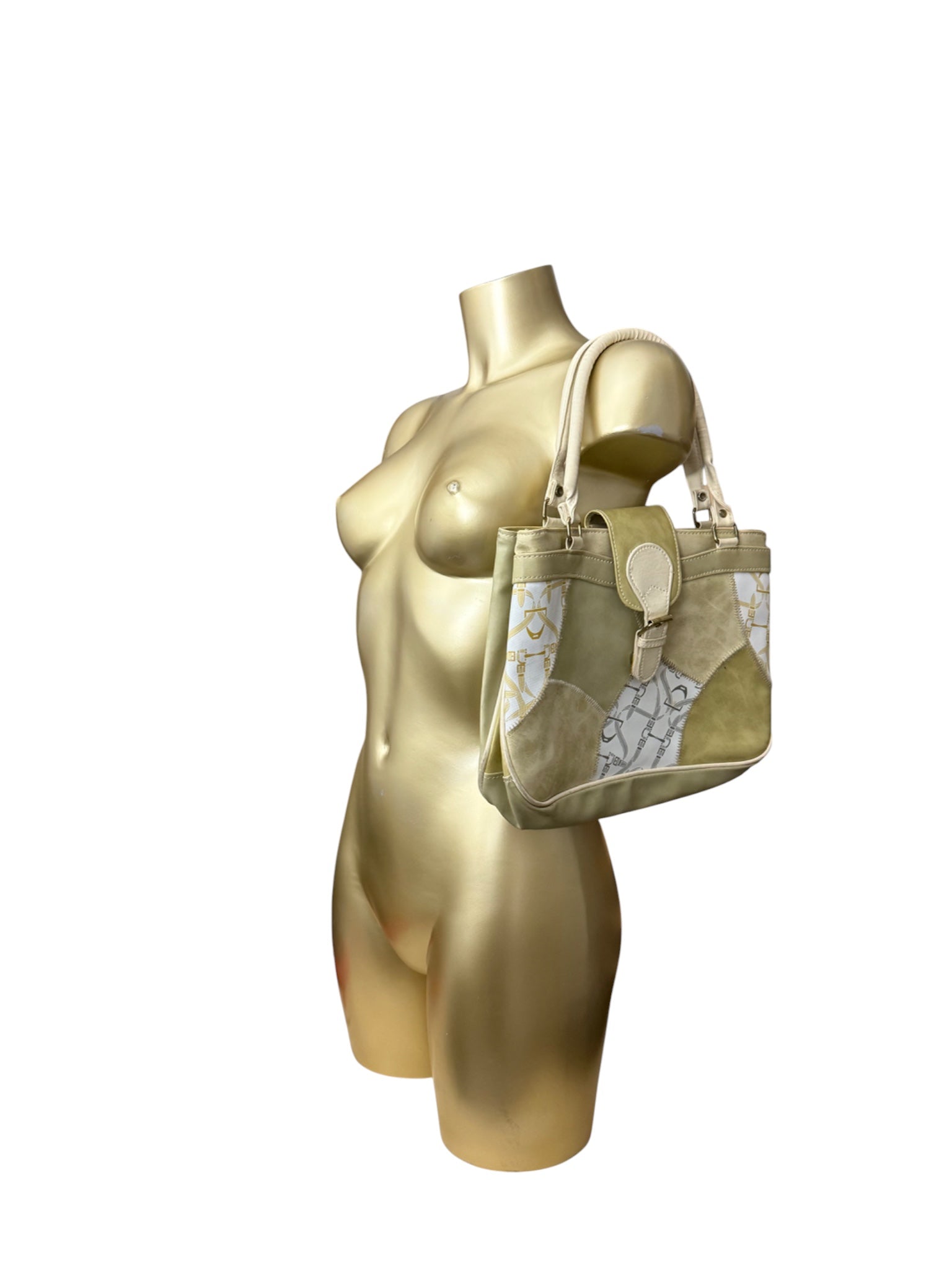 Cream buckle belt handbag (30x21cm)