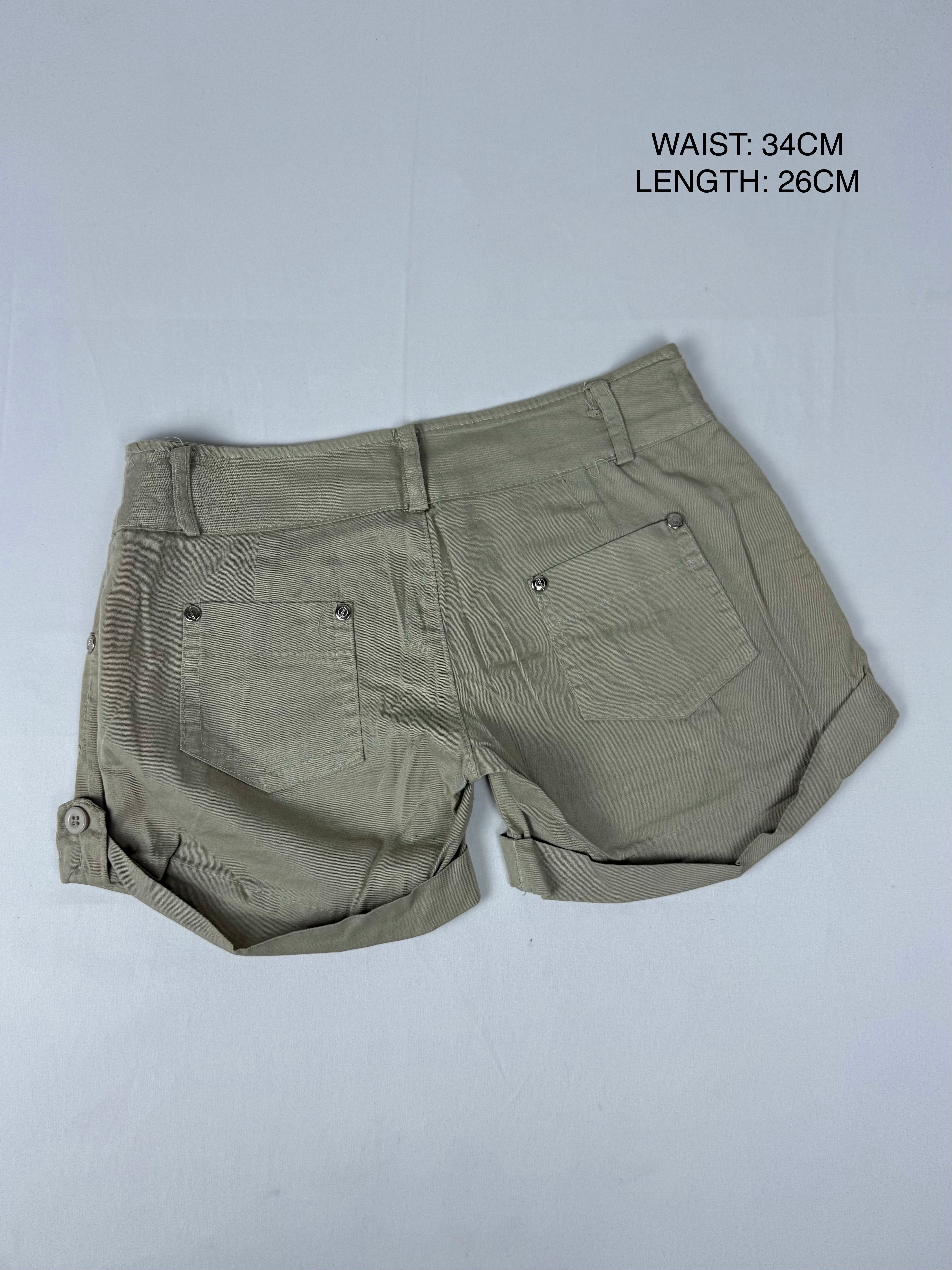 Beige 100% cotton low rise mini short (S)