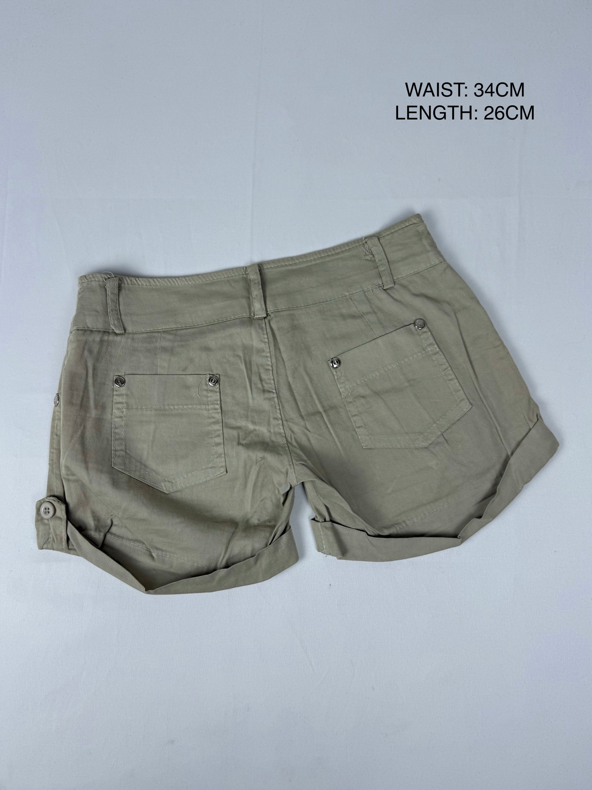 Beige 100% cotton low rise mini short (S)