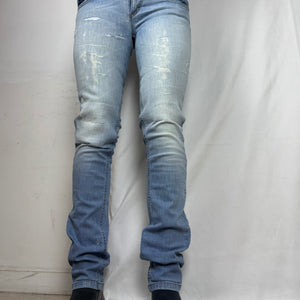 Blue denim low rise skinny pants (S)