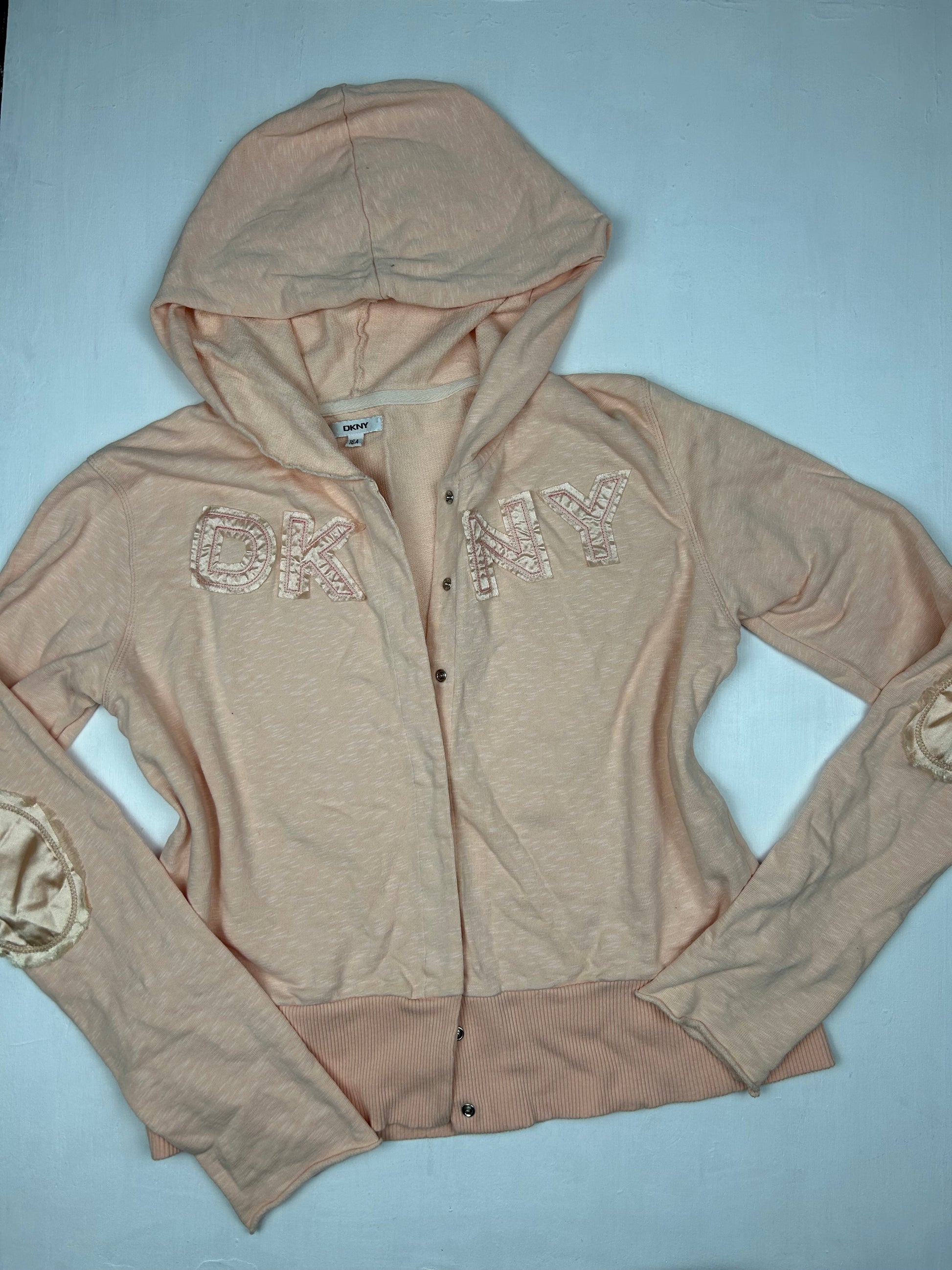 Beige velvet logo hoodie jumper (M)