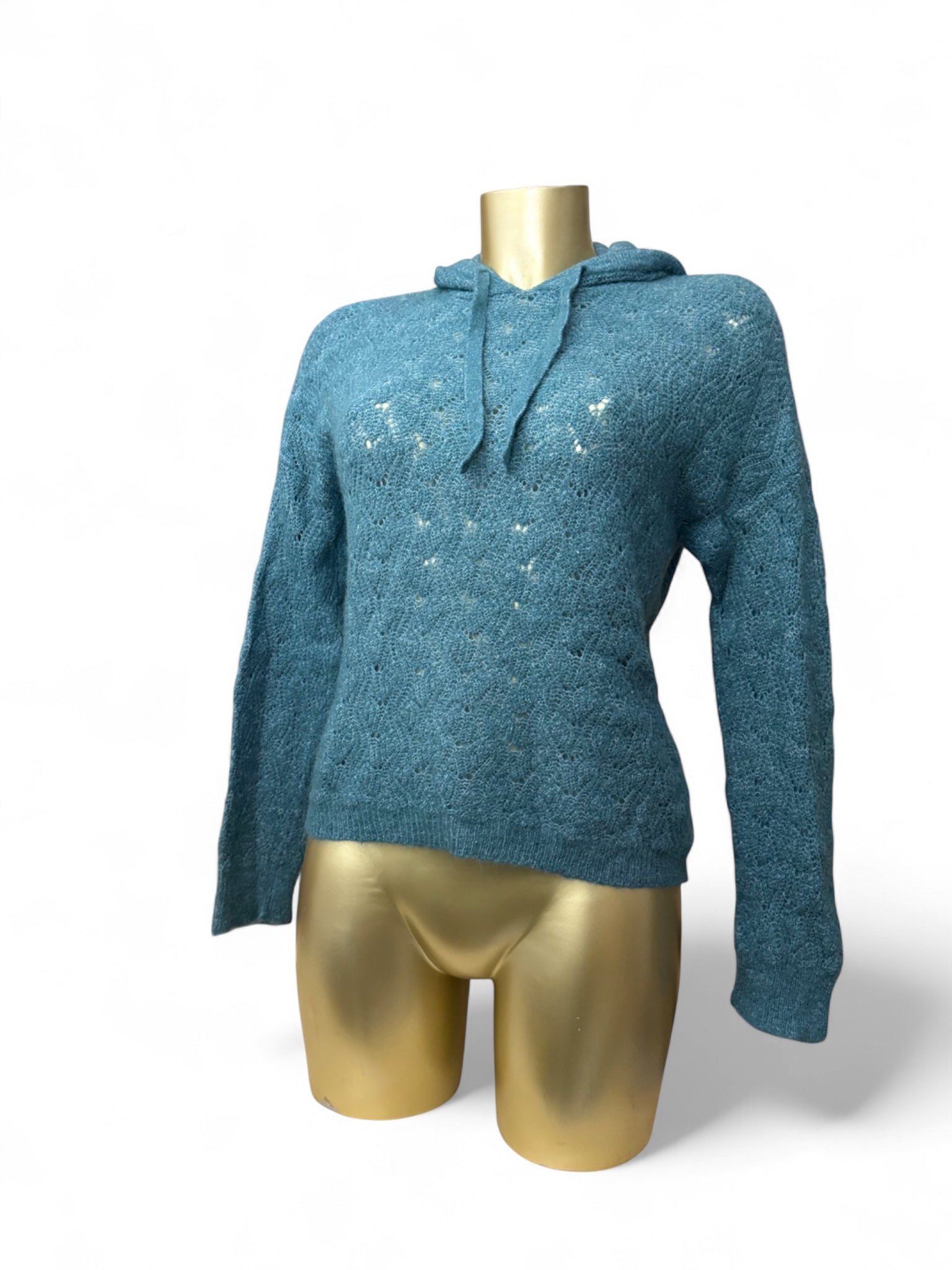 Green crochet super soft hooded jumper (M/L)