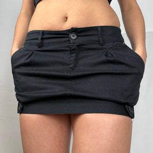 Black low rise office mini skirt (S)