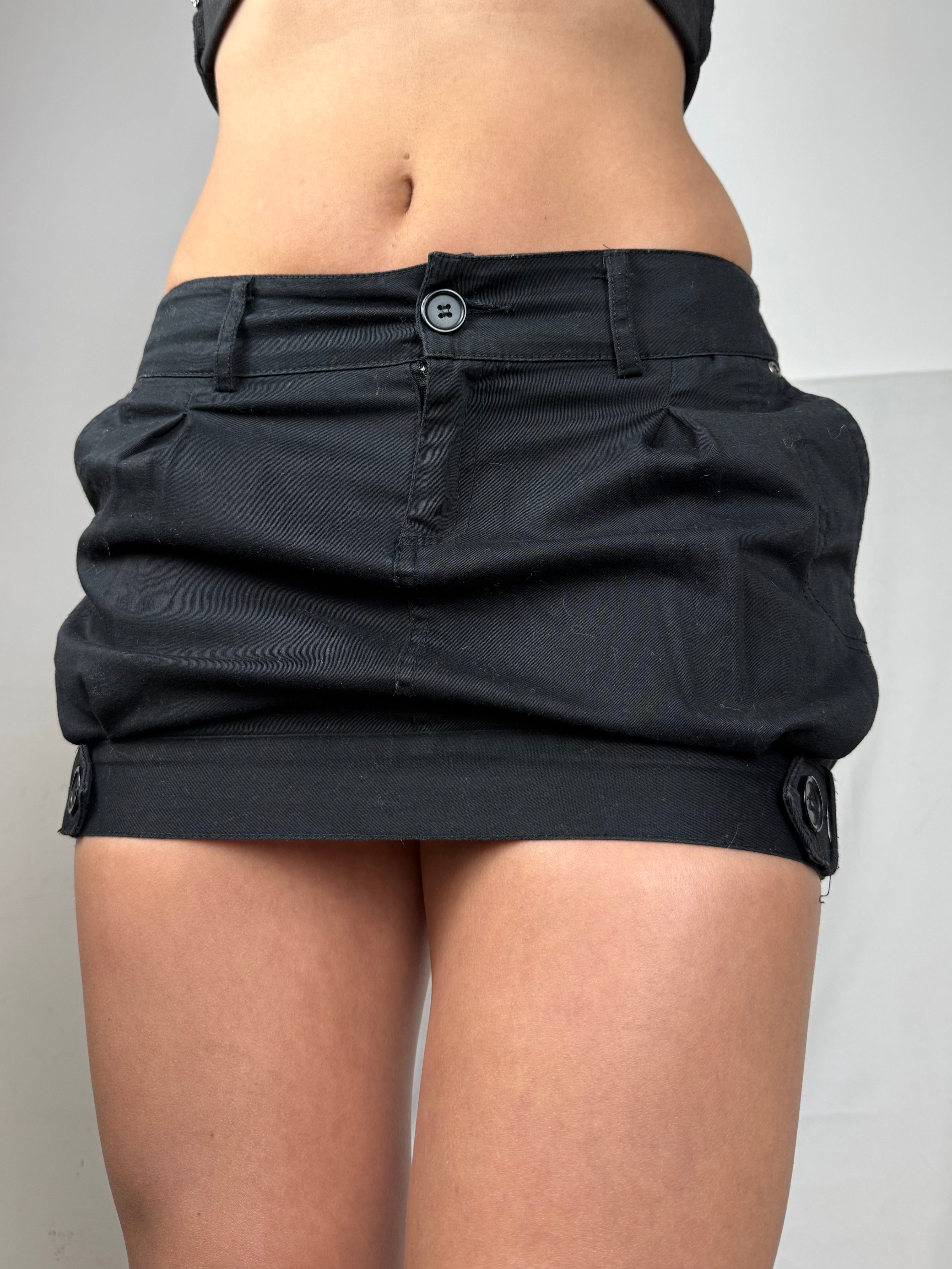 Black low rise office mini skirt (S)