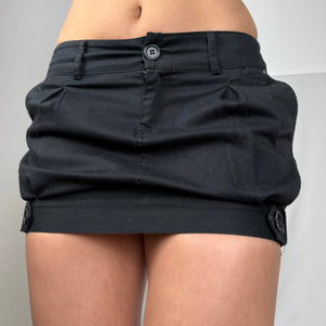 Black low rise office mini skirt (S)