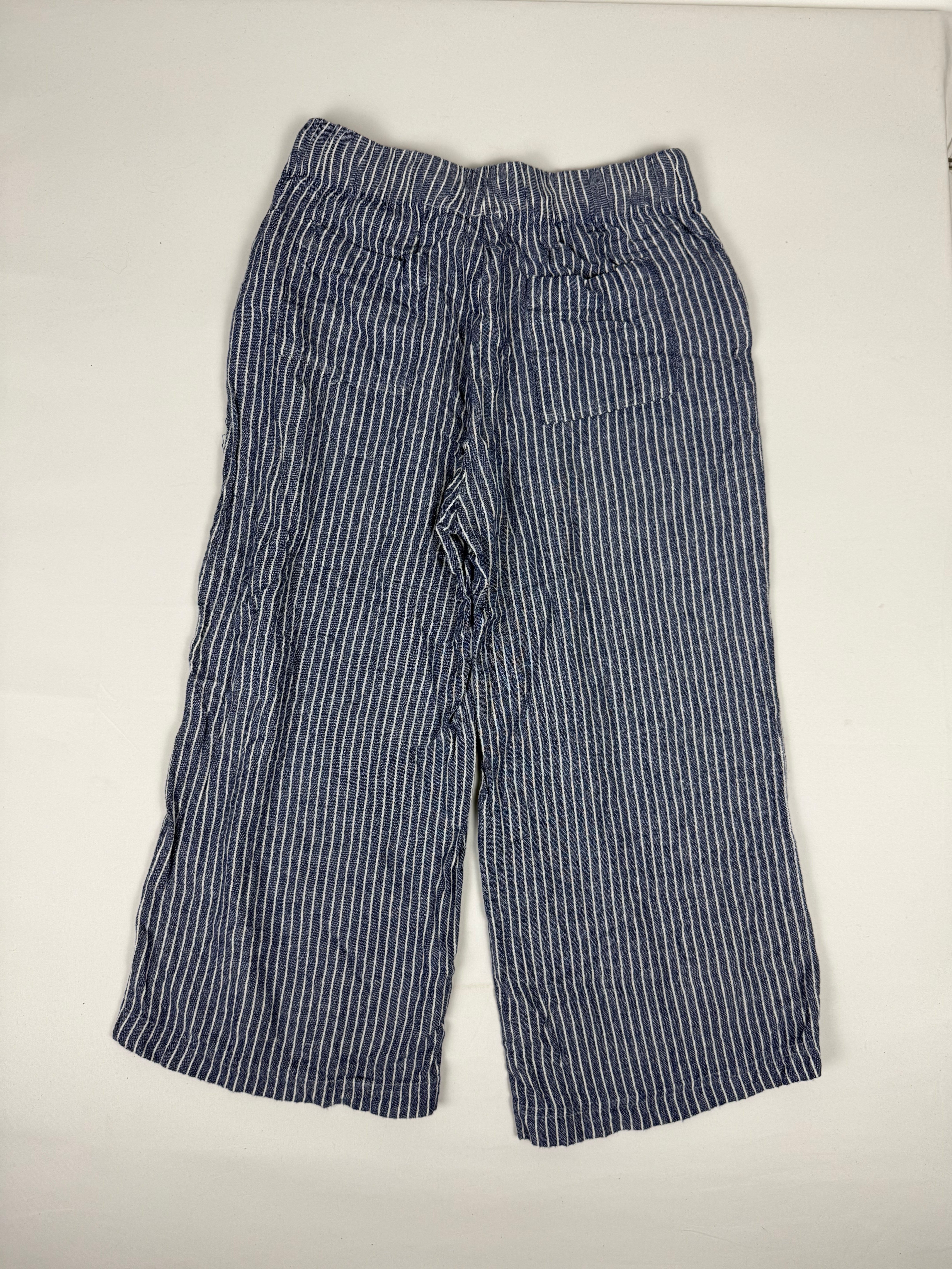 Blue striped cotton capri pants (M)