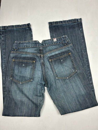 Blue low waist bootcut denim pants (S)